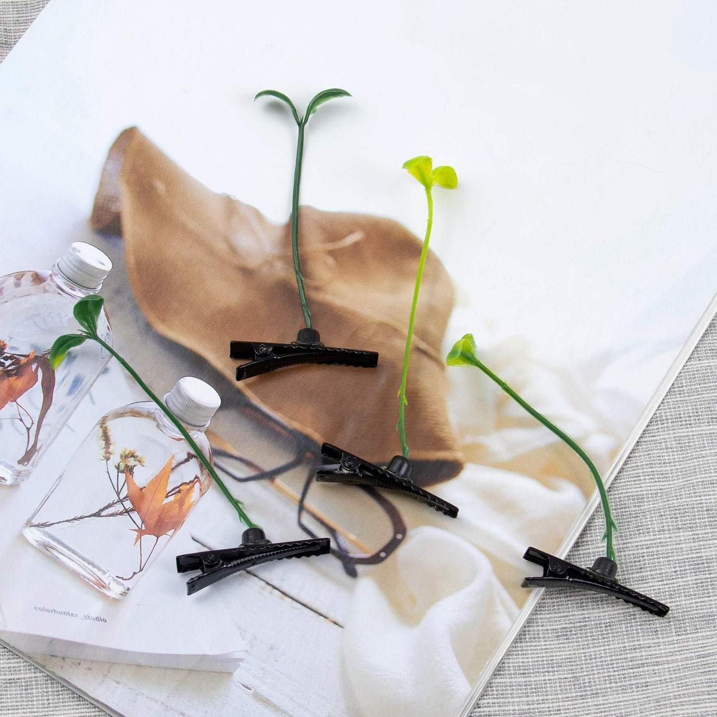 AUEAR, 20 Pack Plant Bean Sprout Hair Clips Pea Hairpin Barrette Headwear Accessories for Women Girls