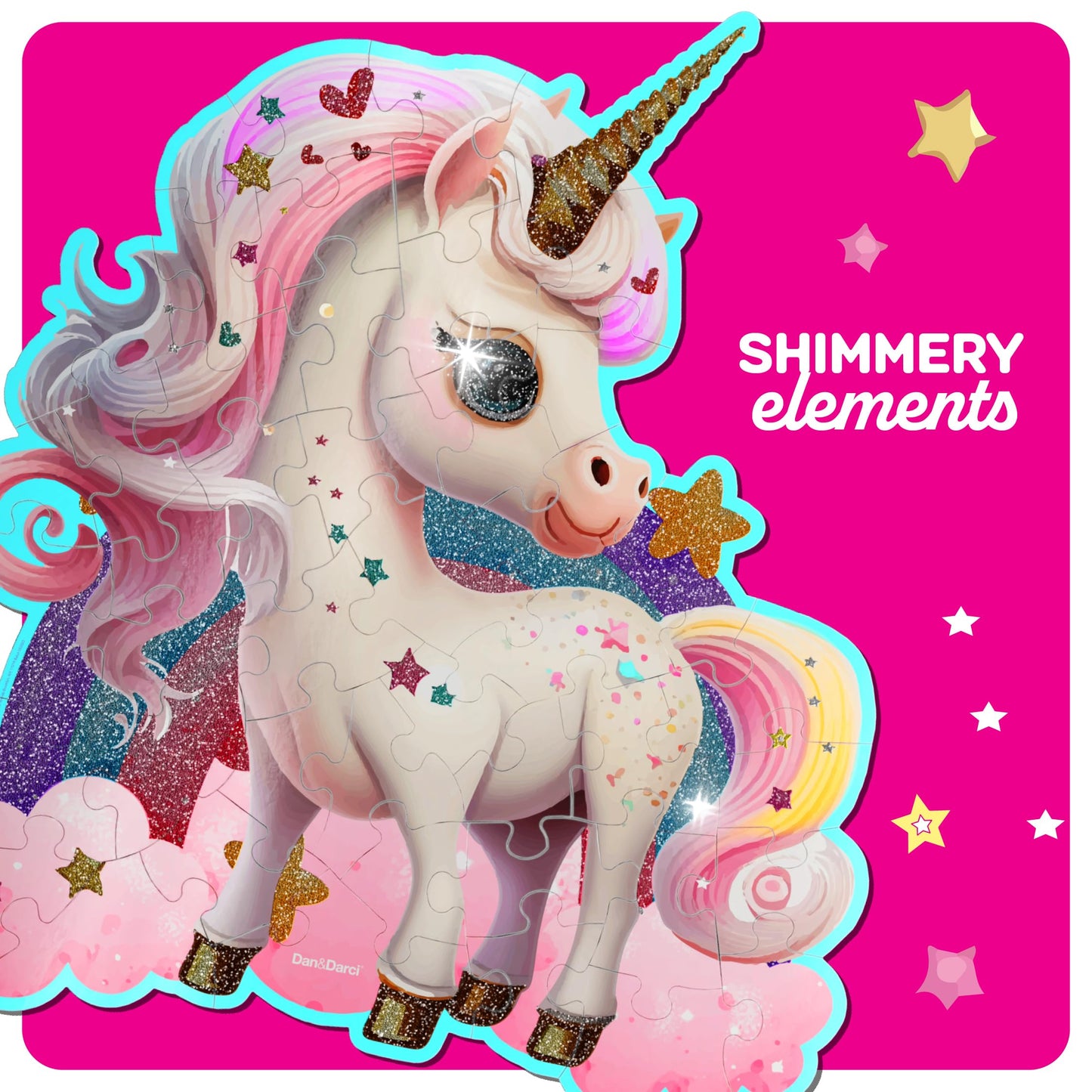 Dan&Darci Jumbo Shimmery Unicorn Floor Puzzle – 45-Piece Toddler Puzzle for Kids Ages 3–6, Easter & Birthday Gift for Girls