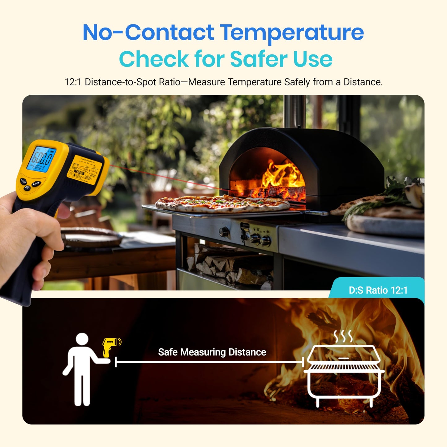 Etekcity Infrared Thermometer 774 โ Laser Temp Gun for Cooking, Meat, Candy, Oven, Griddle, Fridge, and Heat Tools, Yellow