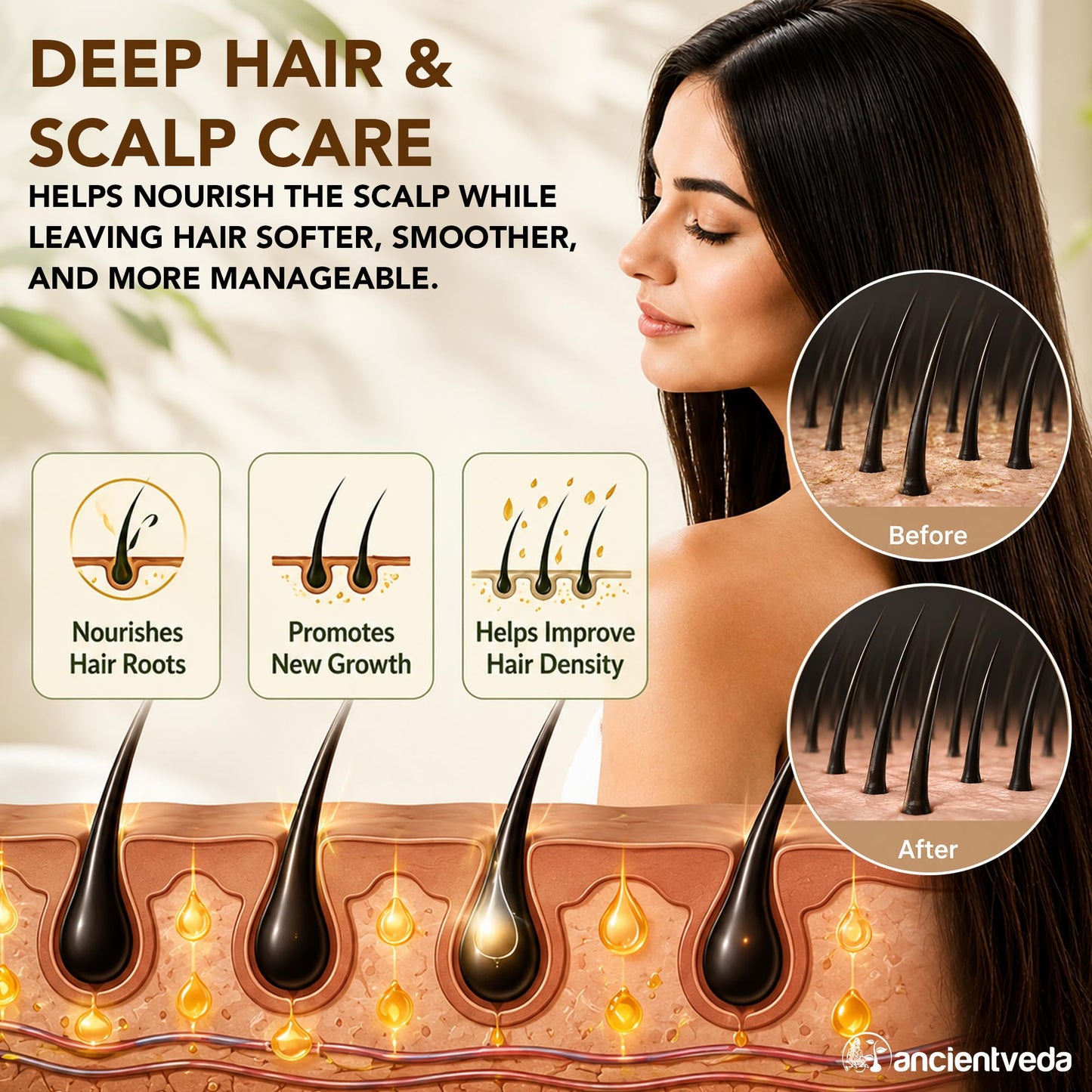 Ancientveda Bhringraj Powder, Non-GMO & Gluten Free, 100% Antioxidants Organic Hair Growth Treatment, Reduce the Appearance Hair Cleansing, Wrinkles