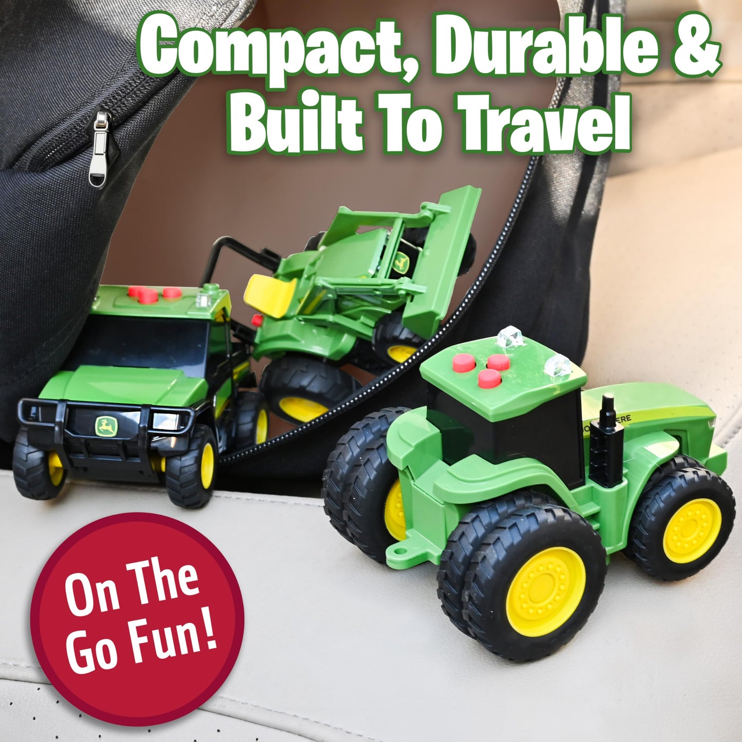 John Deere 3-Pack Set Lights and Sound Realistic 5" Farm Vehicles, 7R Series Tractor, 6105M Tractor and Gator