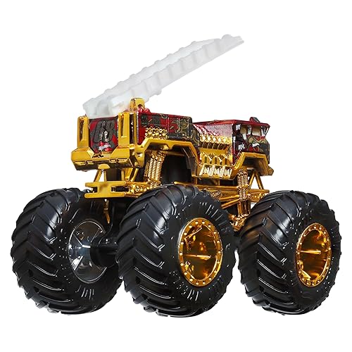 Hot Wheels, 1:64 Scale Bigfoot Trophy Surprise Toy Vehicles with Gold Accents (Cannot Choose Model)