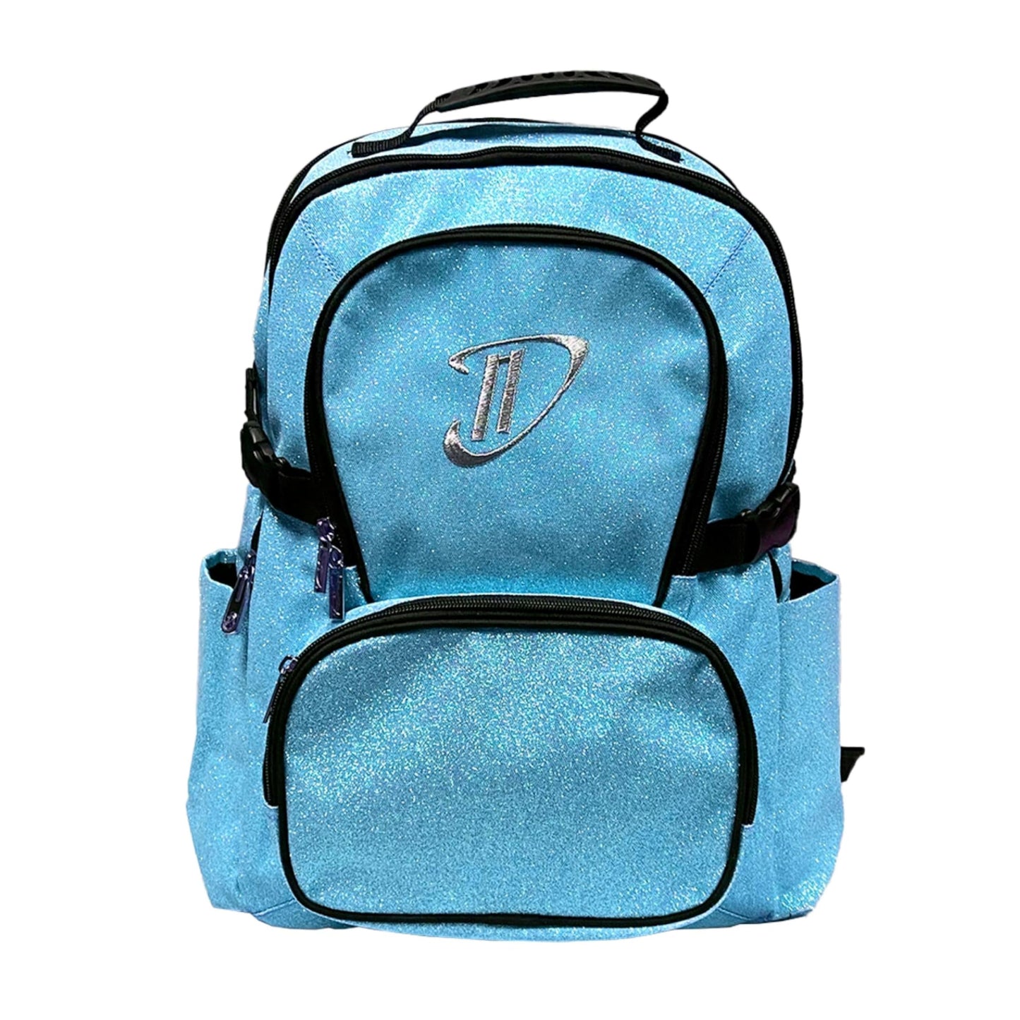 Dream Duffel Classic Backpack for Women & Children, Small Travel Bag, Water-Resistant, Padded Back & Shoulder Straps, Size 17.5”x14”, Blue Sparkle