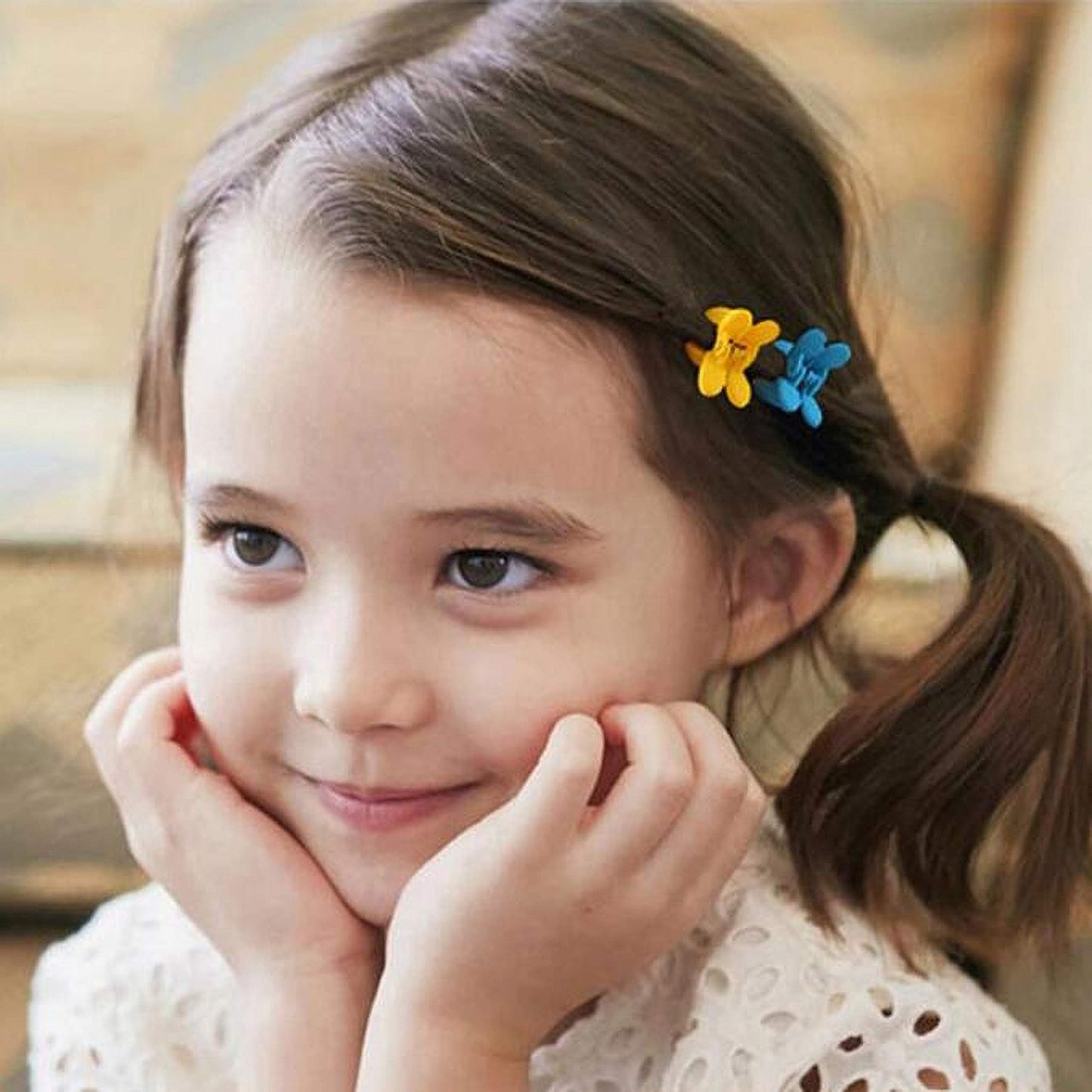 Kare & Kind 200 Hair Band Ties and 20 Mini Hair Claw Clip Pins- Assorted Colors - Cotton/Polyblend Material - Different Designs and Styles -