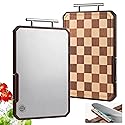 Titanium Cutting Board with Knife Sharpener, Pure Titanium & Acacia Wood Cutting Boards for Kitchen, Double Sided Checkerboard Chopping Board…
