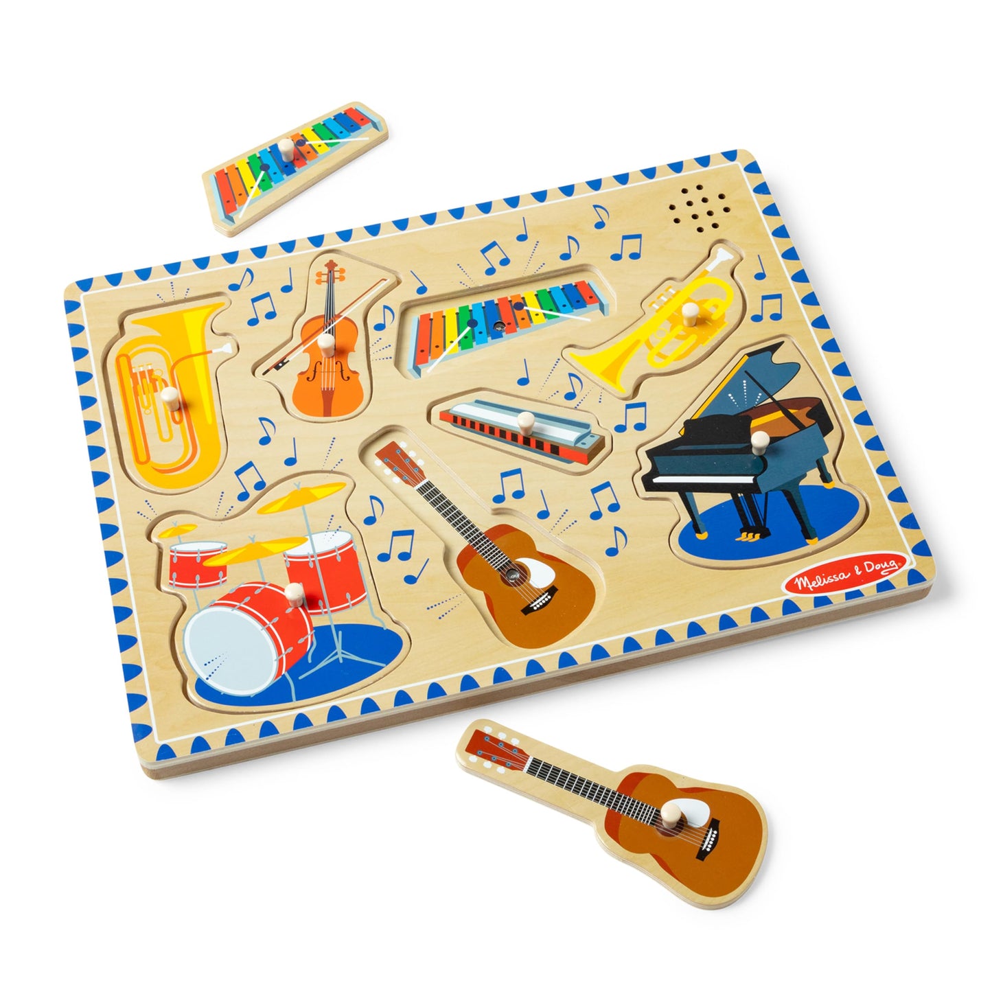 Melissa & Doug Musical Instruments Sound Puzzle - Wooden Peg Puzzle (8 pcs)