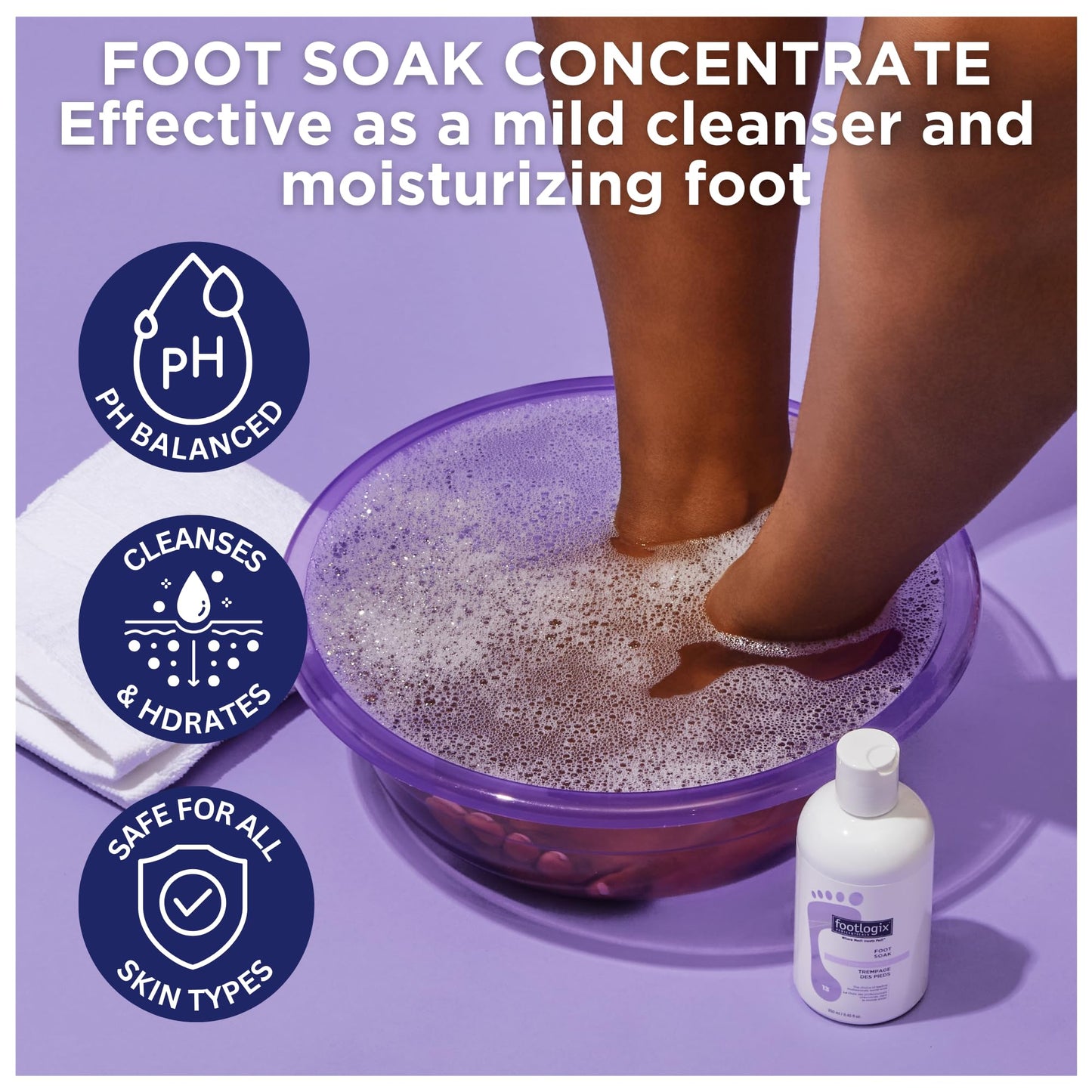FOOTLOGIX Foot Soak Concentrate, 8.45 oz - Gentle Cleansing, Foot Bath Soak, Soften Dry Feet and Calluses