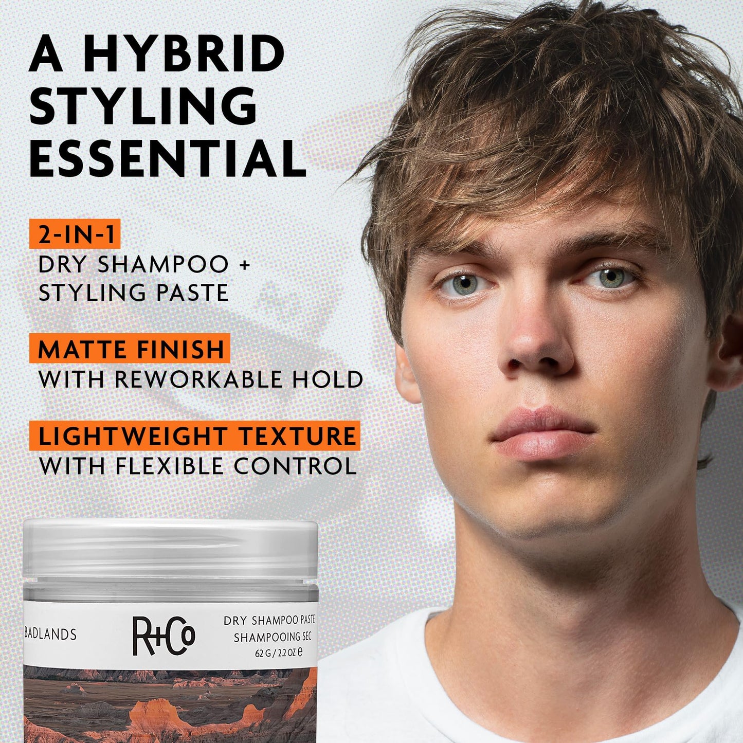 R+Co Badlands Dry Shampoo Paste - 2-in-1 Styling Paste & Dry Shampoo, Adds Volume, Absorbs Oil, Matte Texture for Second-Day Hair, Relative Paradise Beauty and Personal Care R+Co