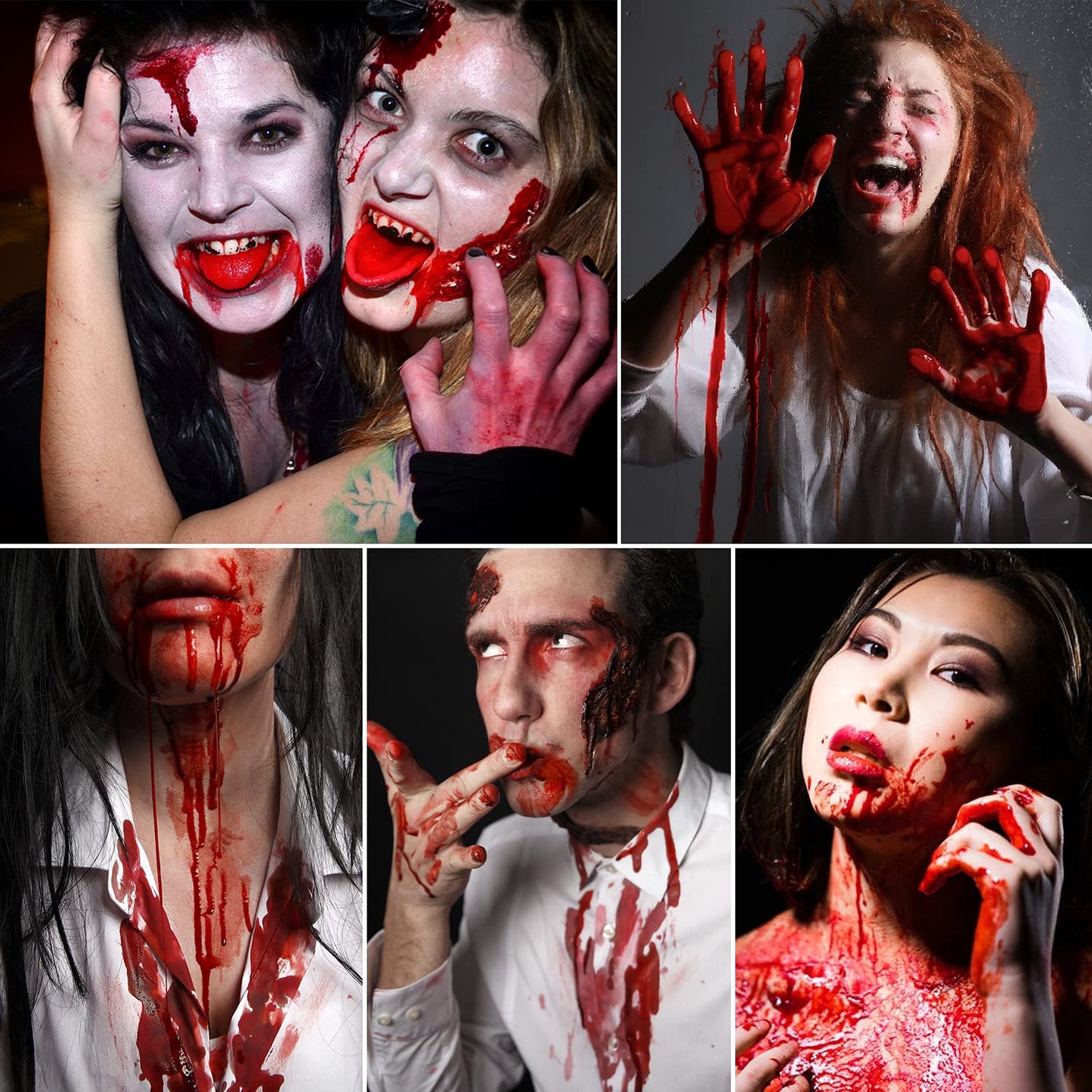 DE'LANCI Edible Fake Blood Gel, Realistic Sfx Fake Blood Makeup Kit, Washable fake blood for Clothes Mouth Eyes, Special Effects Makeup Kit