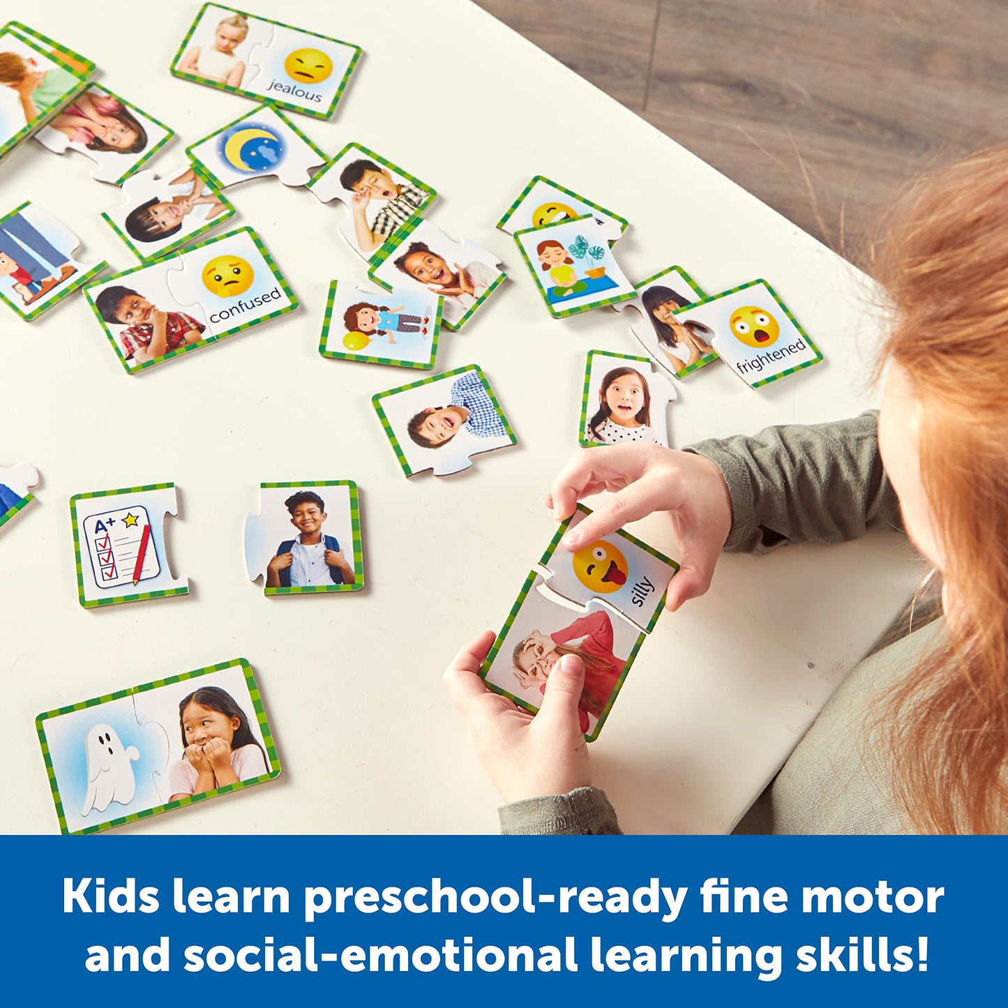 Learning Resources Feelings & Emotions Puzzle Cards – 48-Piece Social-Emotional Learning Toy for Kids Ages 3+, Speech Therapy & Social Skills Games