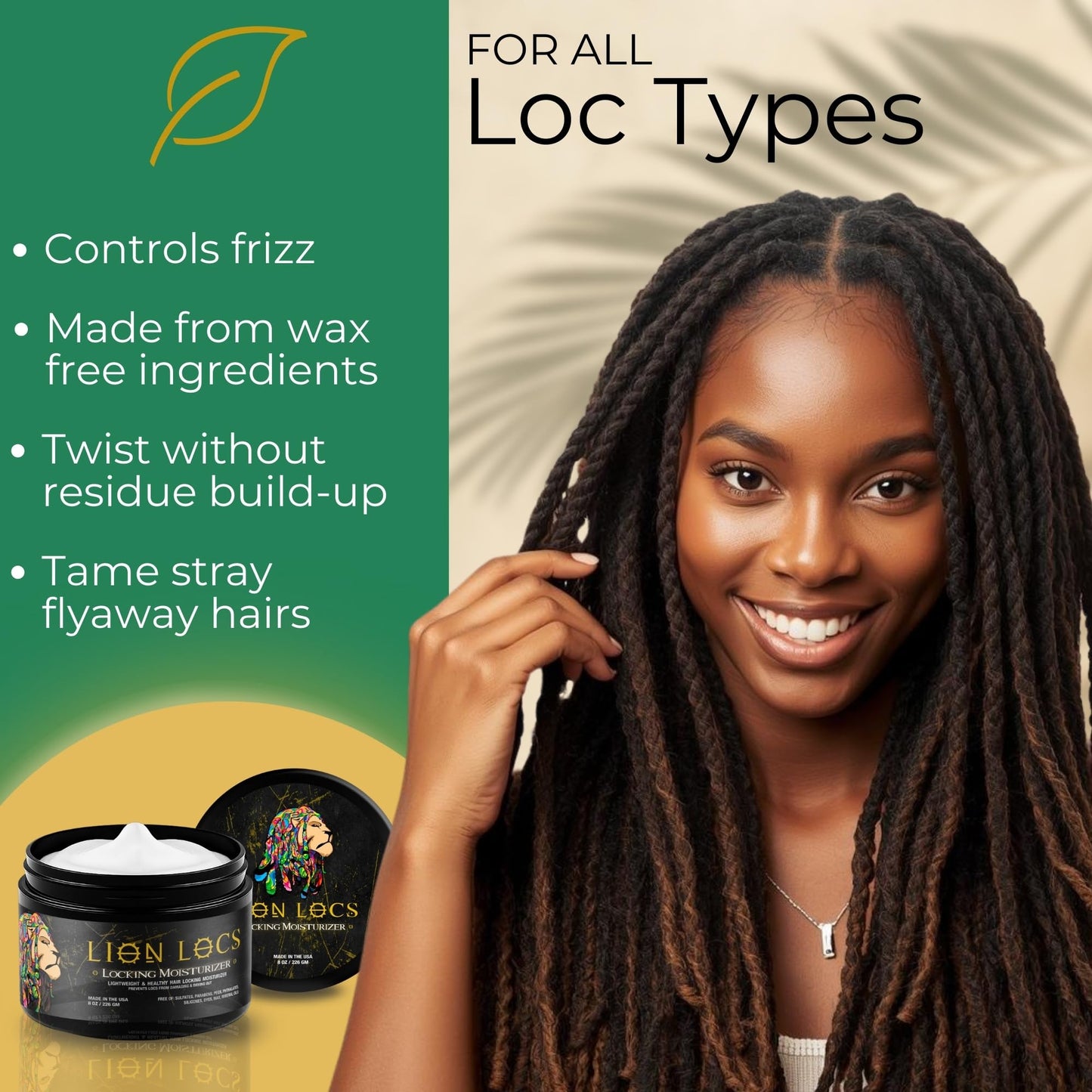Lion Locs Hair Locking Dreads Moisturizer for Dreadlocks, Locks, Microlocs, Interlocks, Braidlocks, Braids, Fauxlocs, Twistlocks, or Sisterlocks (8oz)