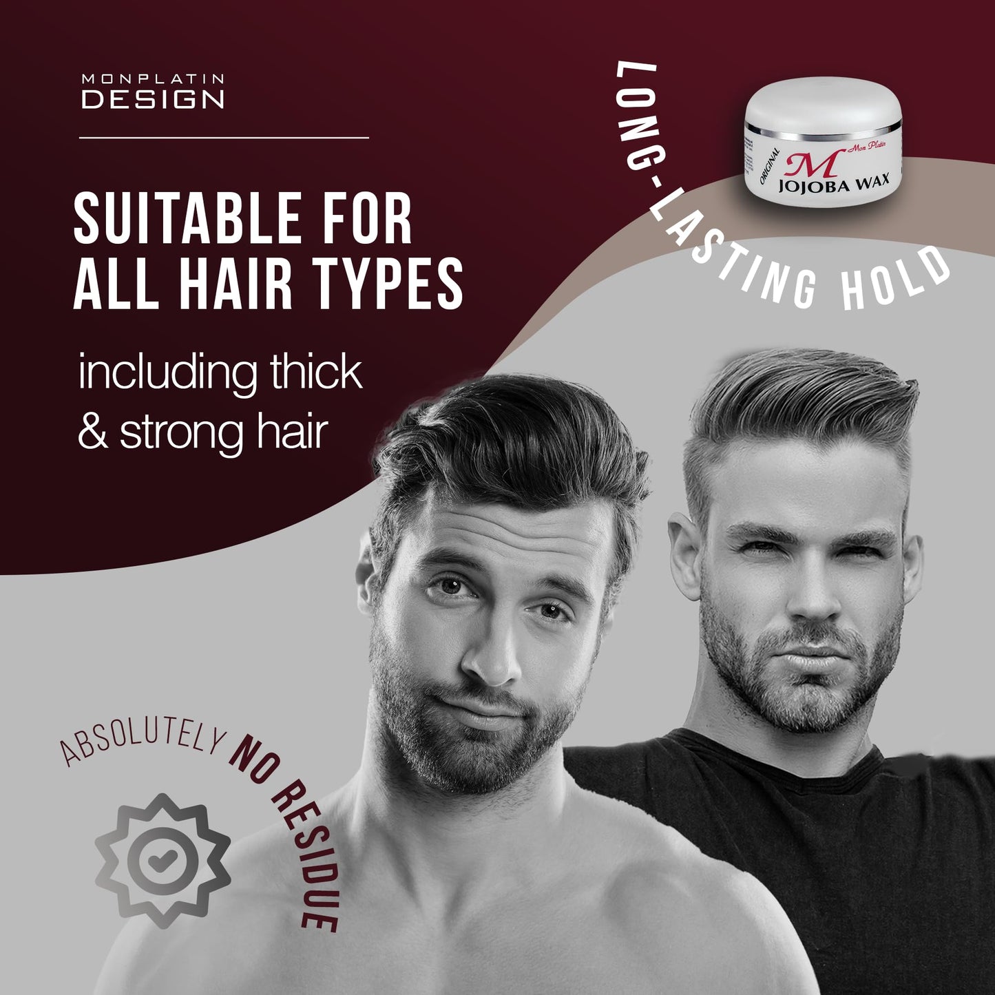 Mon Platin Professional Hair Wax - 150 ml Moisturizing Grooming Wax for Men's Wet and Shiny Look Styling with Jojoba Oil Essence and Pure Water