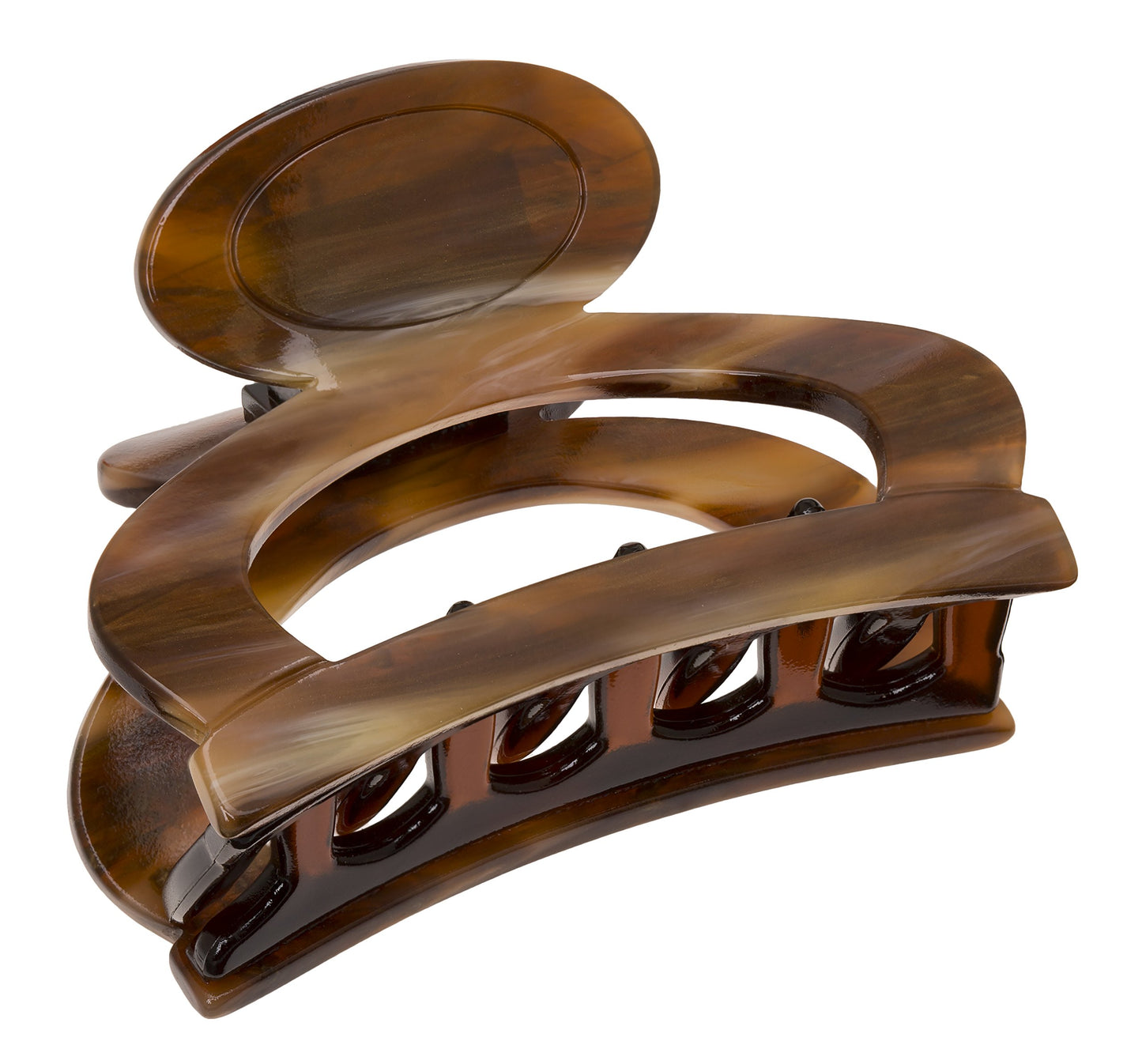 France Luxe Oval Cutout Claw Clip - Classic - Caramel Horn