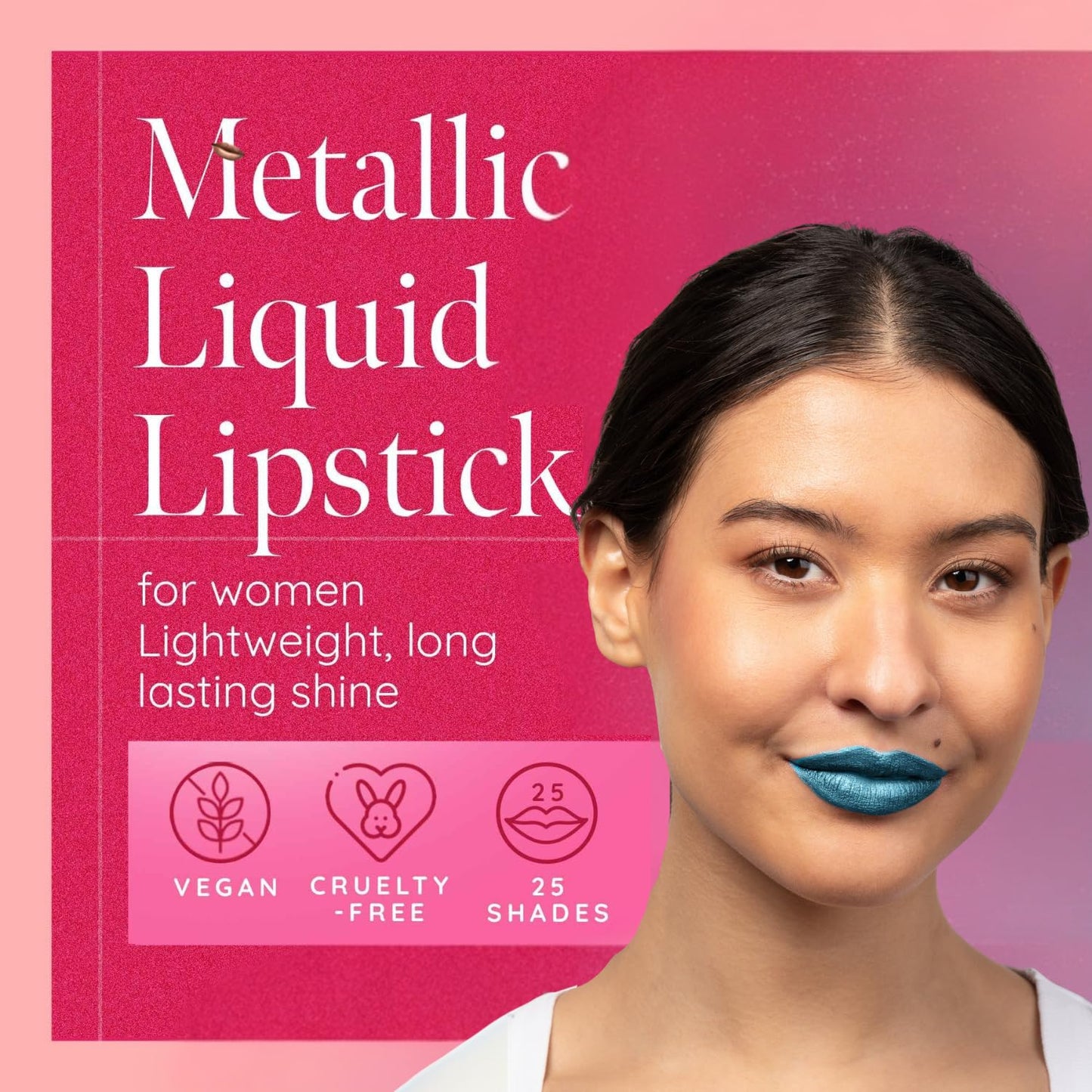 Aromi Teal Blue Metallic Liquid Lipstick | Turquoise, Sea Foam Lip Color with Shimmery Finish, Vegan, Cruelty-free, Long-lasting, Smudge Proof (Arctic