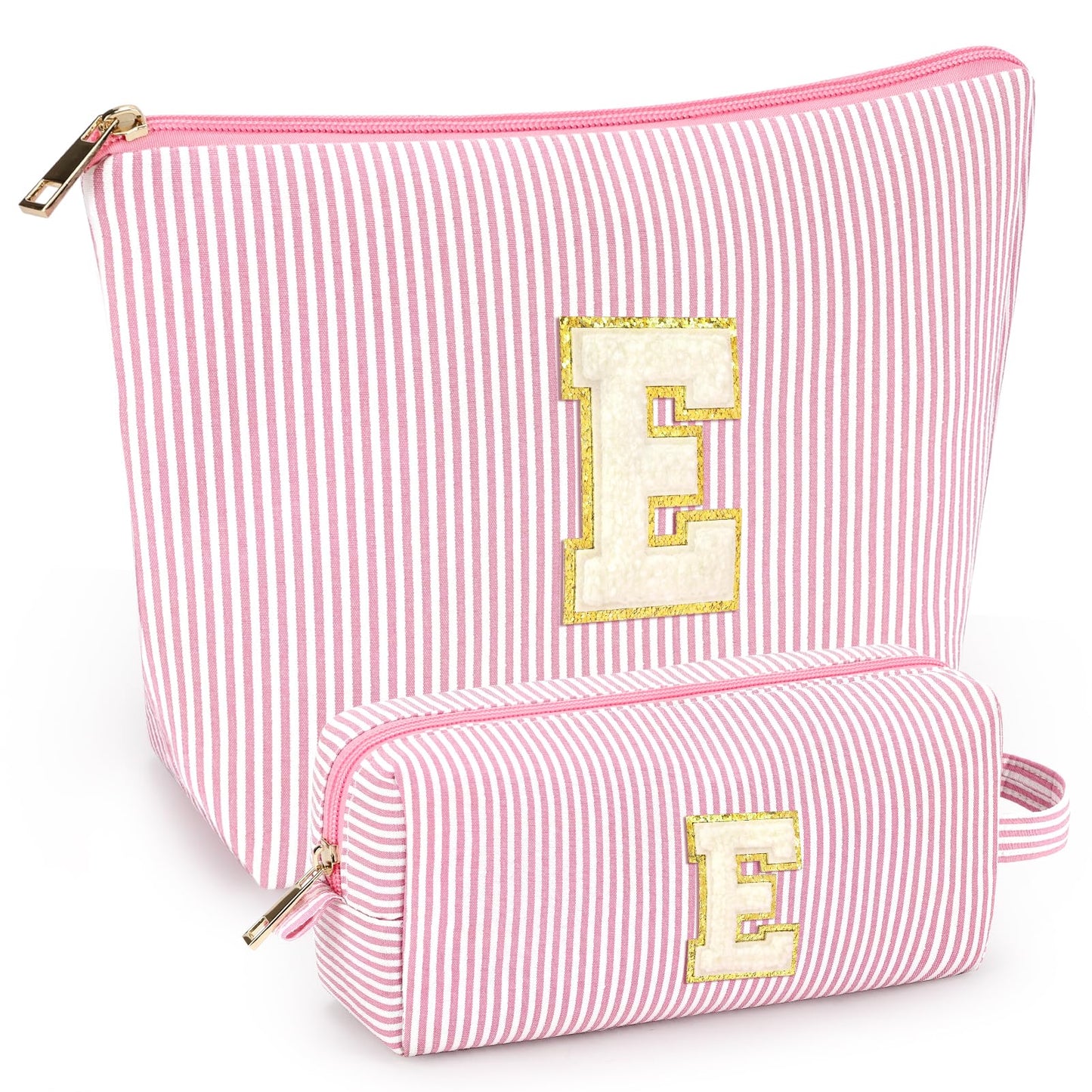 mibasies 2 PCS Initial Makeup Bags for Women: Cosmetic Bag for Travel Toiletry - Personalized Cute Makeup Pouch - Gifts for Grilfriend Wife Moms Beauty and Personal Care mibasies Default Title