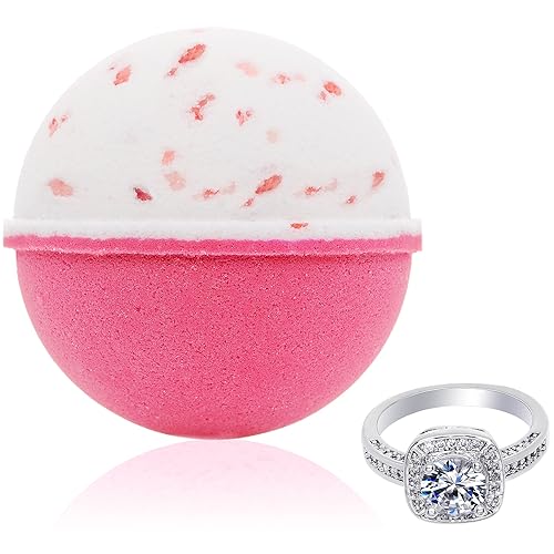 Bath Bomb with Surprise Size Ring Inside - Pink Himalayan Sea Salt Extra Large 10 oz. Bath Bombs with Jewelry - Hand Made in USA - Perfect for Spa…