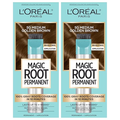 L'Oreal Paris Magic Root Permanent Hair Color Kit, 100% Gray Hair Coverage In Just 10 Minutes, Precision Brush Applicator for Seamless Application, 5G