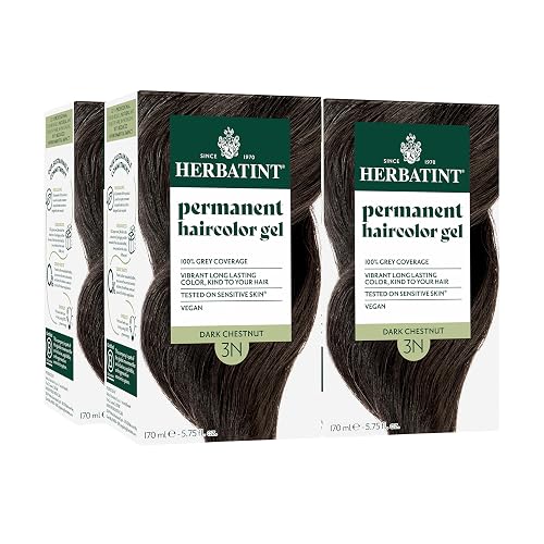 Herbatint Permanent Hair Dye - 3N Dark Chestnut - For Up To 100% Gray Coverage of Resistant Gray Hair - Ammonia-Free, Alcohol-Free & Vegan - Salon