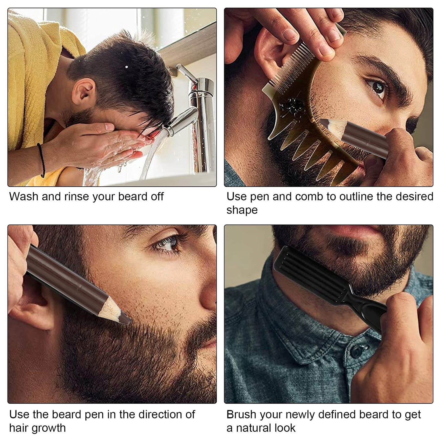ANGGREK Beard Lineup Pen, White Hairline Pen Professional Beard Pencil Filler Household Beard Pencil Liner Shaping Styling Tool(Dark Brown) Beauty and Personal Care ANGGREK