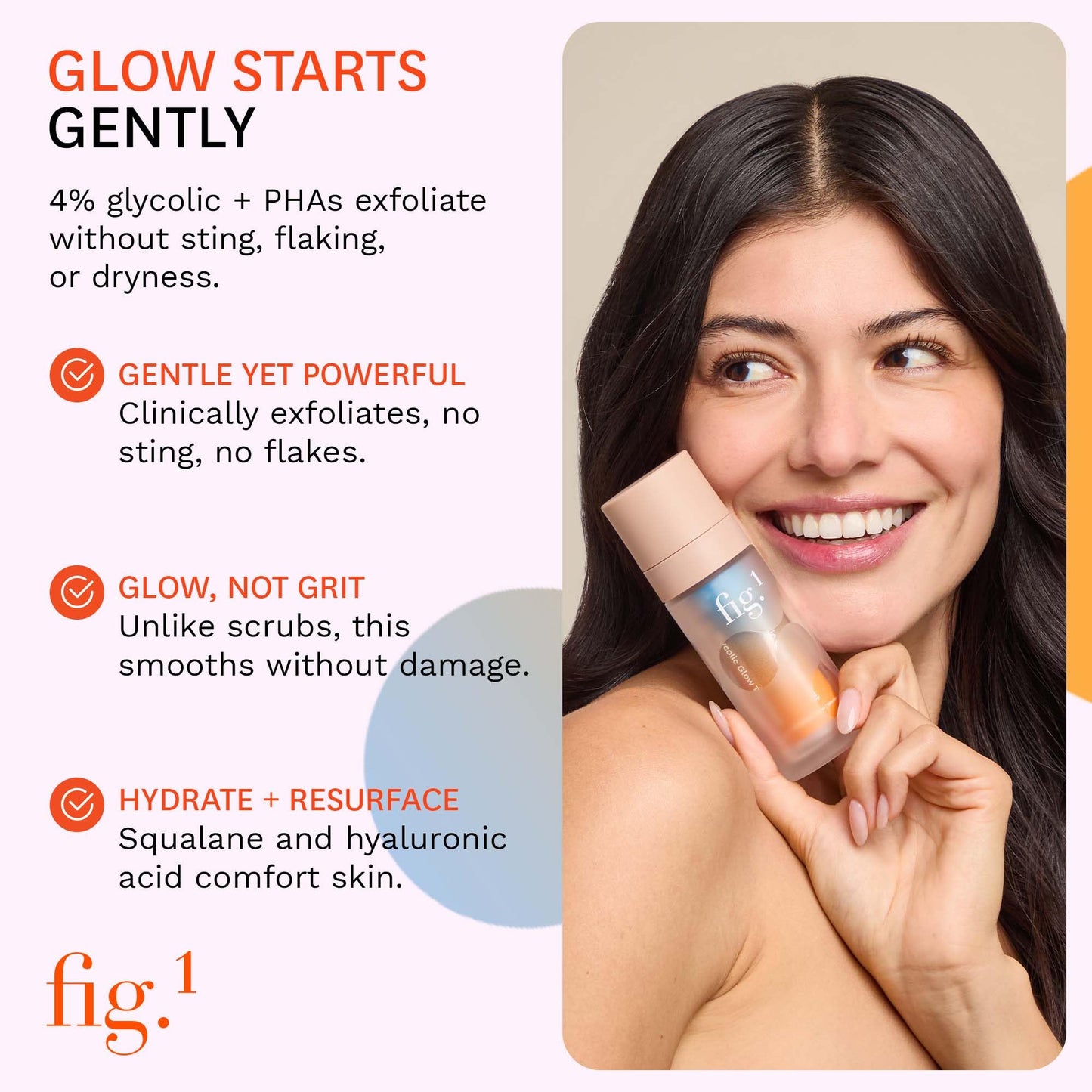 Fig.1 Glycolic Glow Treatment - 4% Glycolic Acid Face Exfoliant, Exfoliating & Glowing Emulsion, Chemical Peel for Radiant Skin, Hydrating PHA