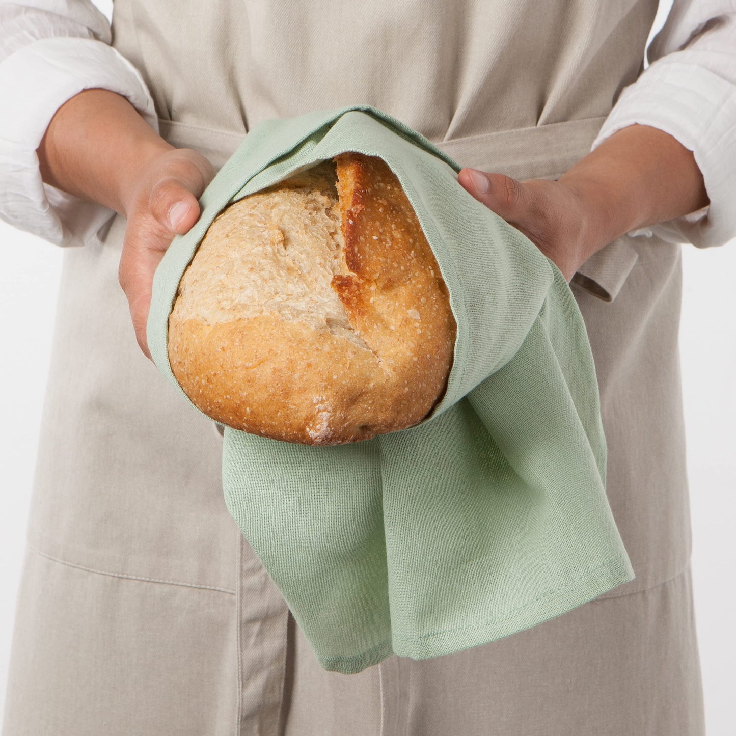 Now Designs Floursack Kitchen Towels Quick Dry Cotton Hand Towel Set, 3 Count, Dawn/Eucalyptus/Mist, 20 x 30 in