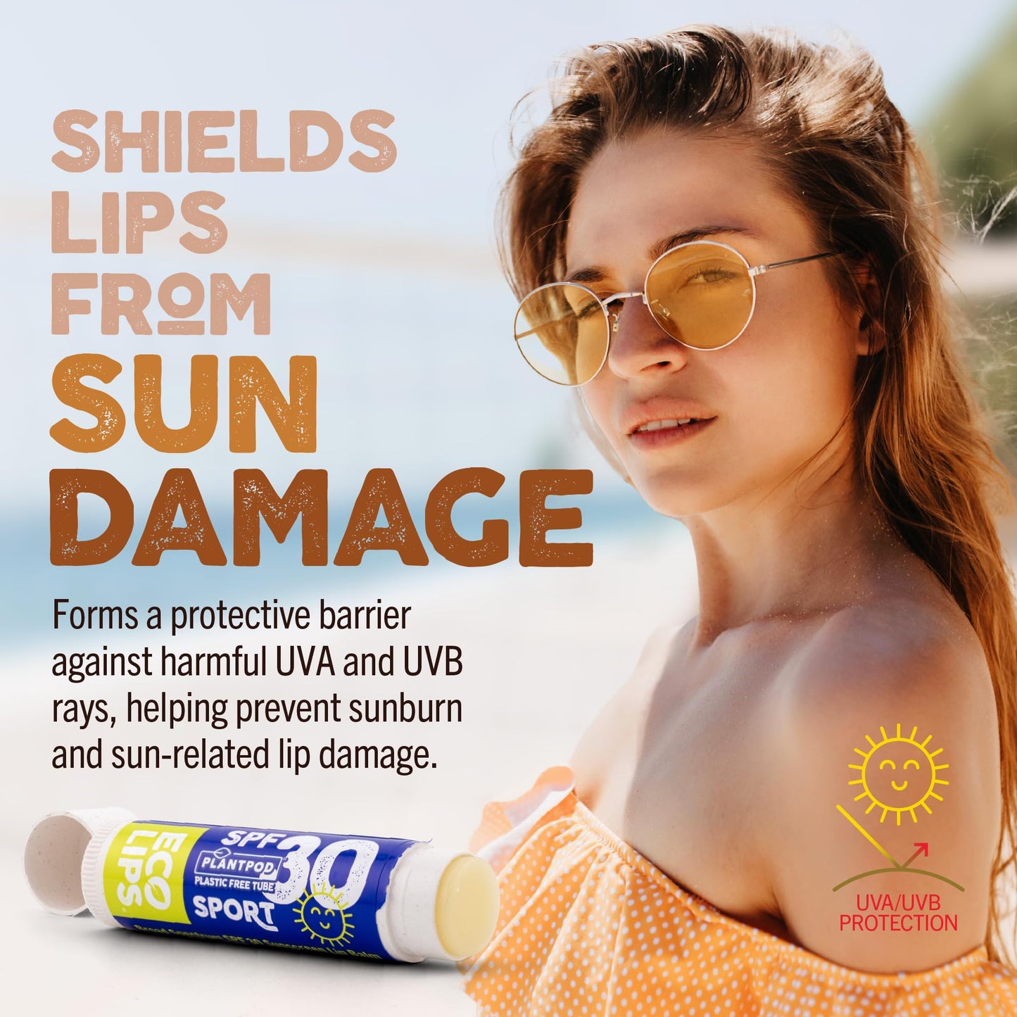 Eco Lips Classic Sport SPF 30 Broad Spectrum Sunscreen Lip Balm - 6-Pack (Classic Vanilla) | Organic Moisturizing Lip Protection | Made in USA