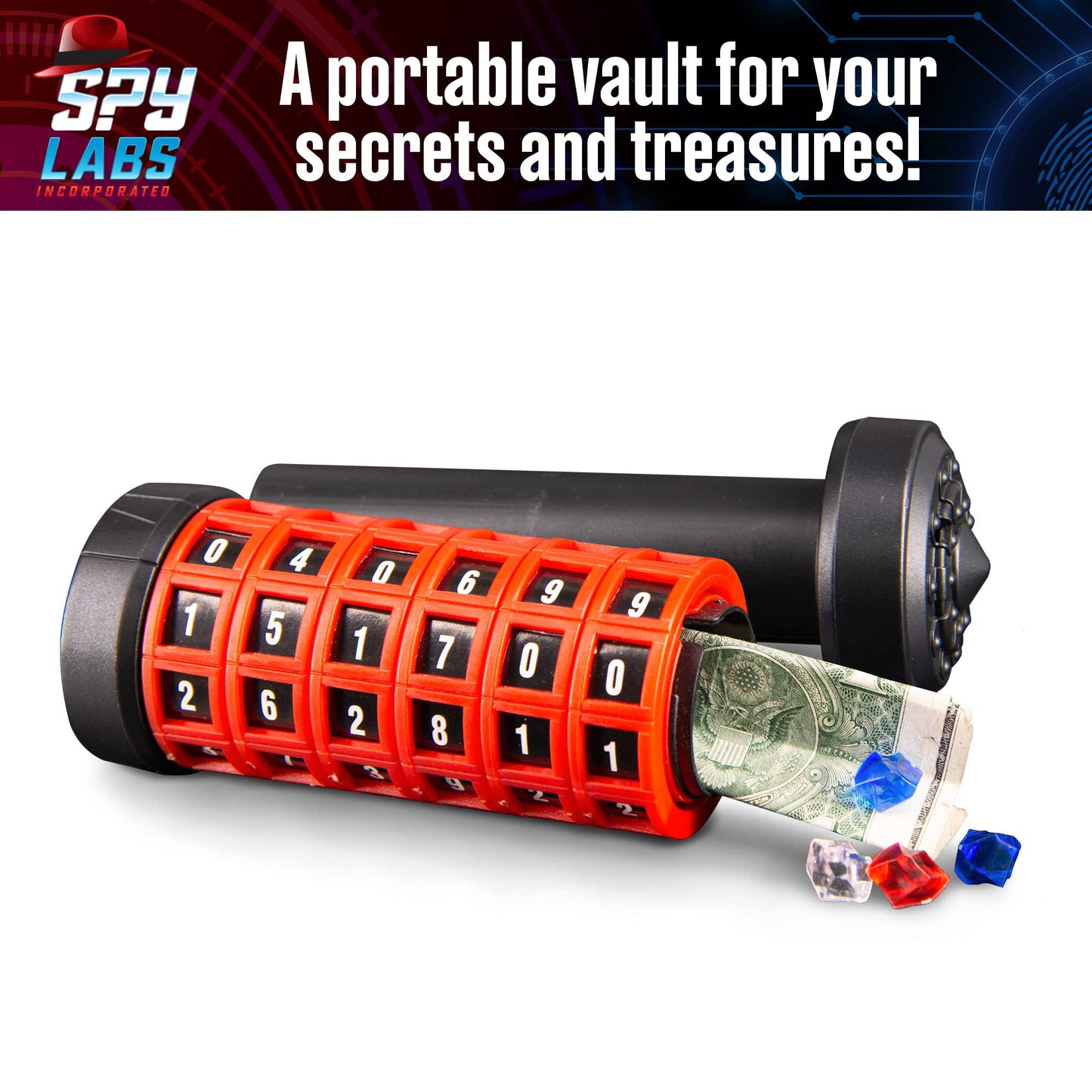 Thames & Kosmos Spy Labs Cryptic Puzzle Safe – Portable Vault to Hide Secrets & Evidence | Fun Detective Gadget for Young Investigators
