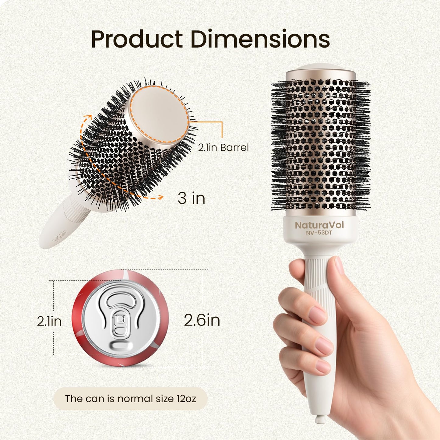 AIMIKE NaturaVol Round Brush for Blow Out, Large Round Hair Brush for Fine Hair with Nano Thermal Ceramic Tech, for Blow Drying & Styling, Adds Volume Beauty and Personal Care AIMIKE