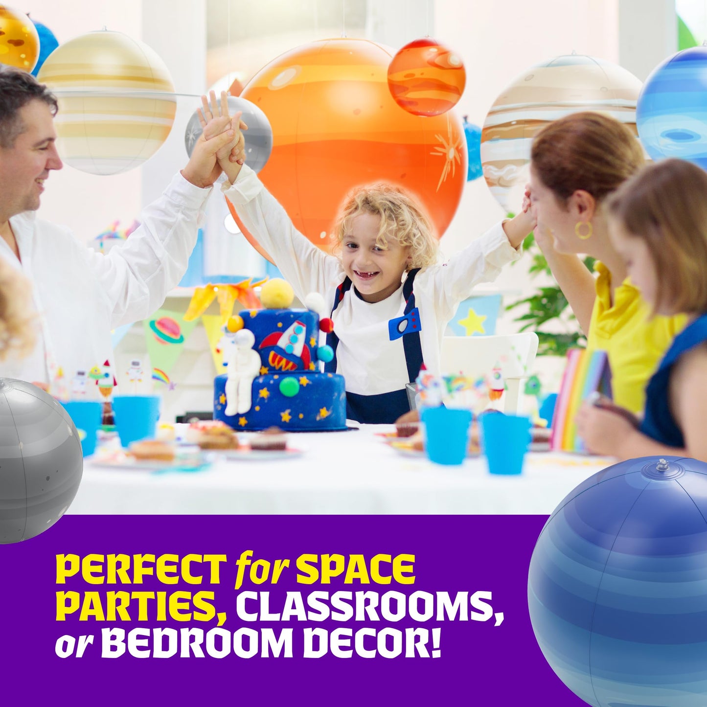 Dan&Darci Inflatable Solar System Planets – Science Toy & Astronomy Gift for Kids, Space-Themed Room Decor, Ceiling & Party Decorations Ages 5–12