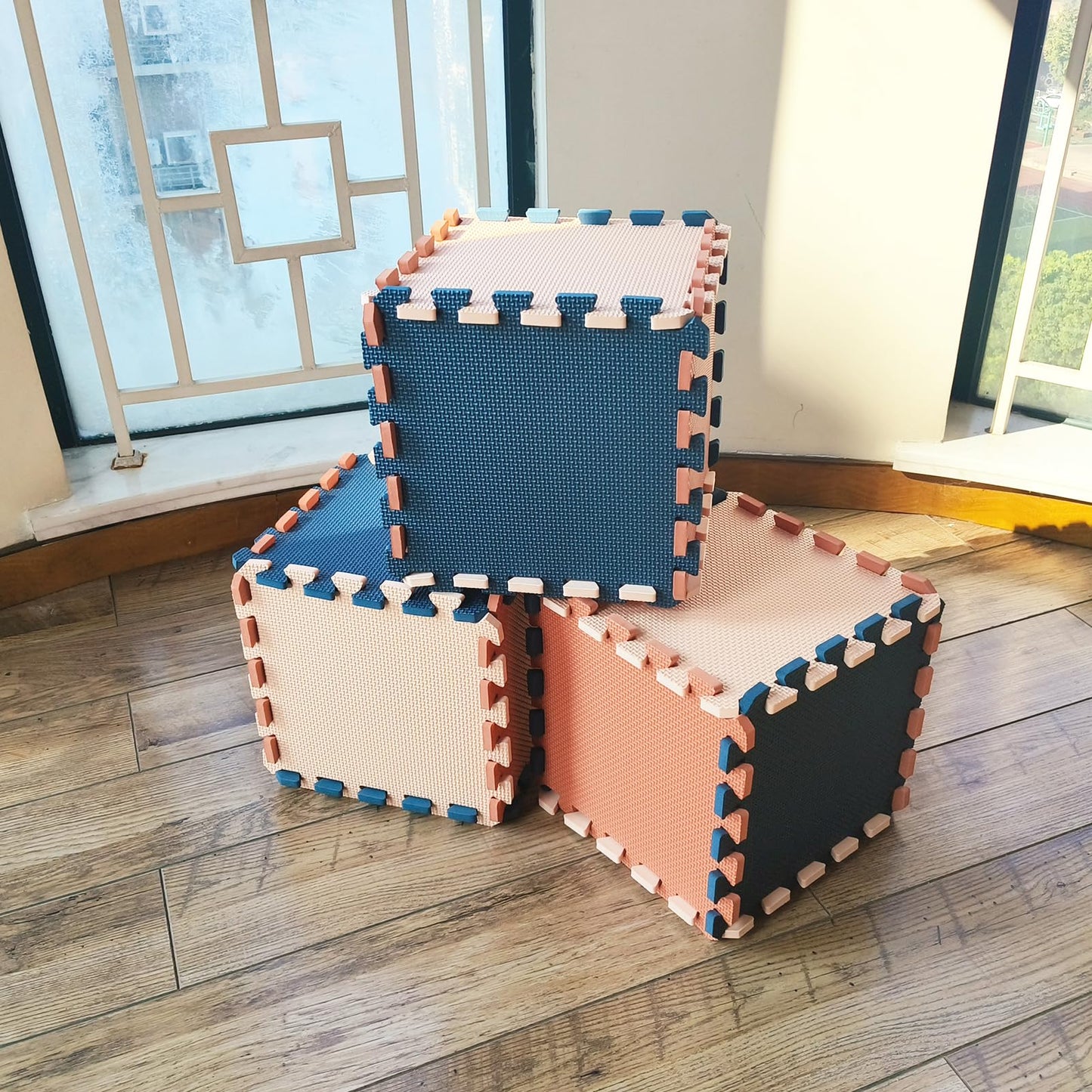 TCBunny Kids EVA Foam Play Mat – 36 Interlocking Puzzle Tiles with Edges, Soft Baby Floor Mat for Gym, Nursery & Playroom, 32 Sq Ft