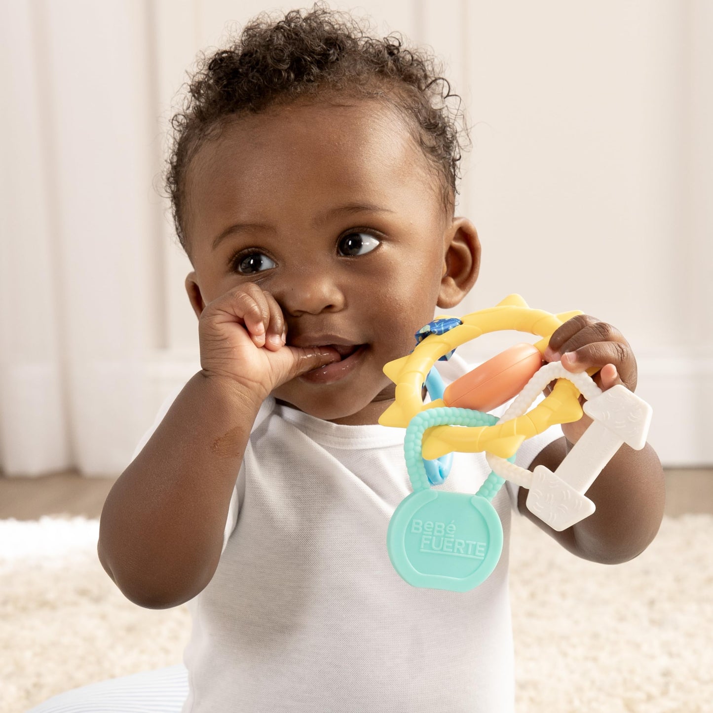 BEBE FUERTE Strong & Sunny Clip On Stroller Toy by Robin Arzon - Developmental Baby Teething Toys - Travel Toys for Infants - Teething Toy for 0…