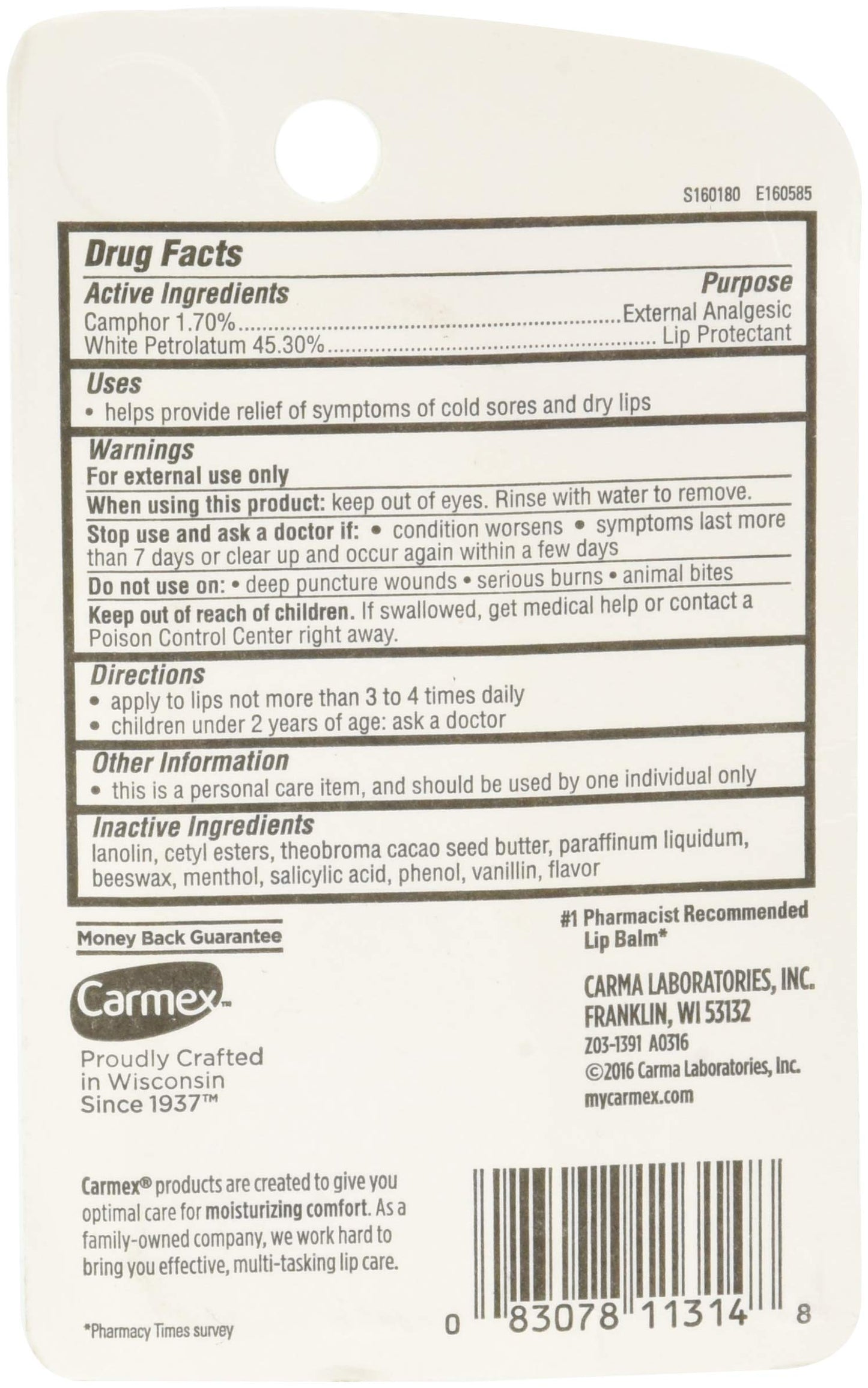 Carmex Classic Lip Balm, Medicated, 0.35 oz Beauty and Personal Care Carmex