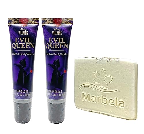 Bath & Body Works Disney Villains Collection Evil Queen 2 Pack Lip Gloss Bundle with a Natural Oats Sample Soap