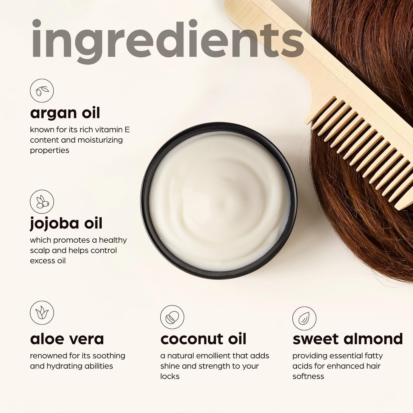 Artnaturals Argan Hair Mask Conditioner - (8 Oz/226g) - Deep Conditioning Treatment - Organic Jojoba Oil, Aloe Vera & Keratin - Repair Dry, Damaged