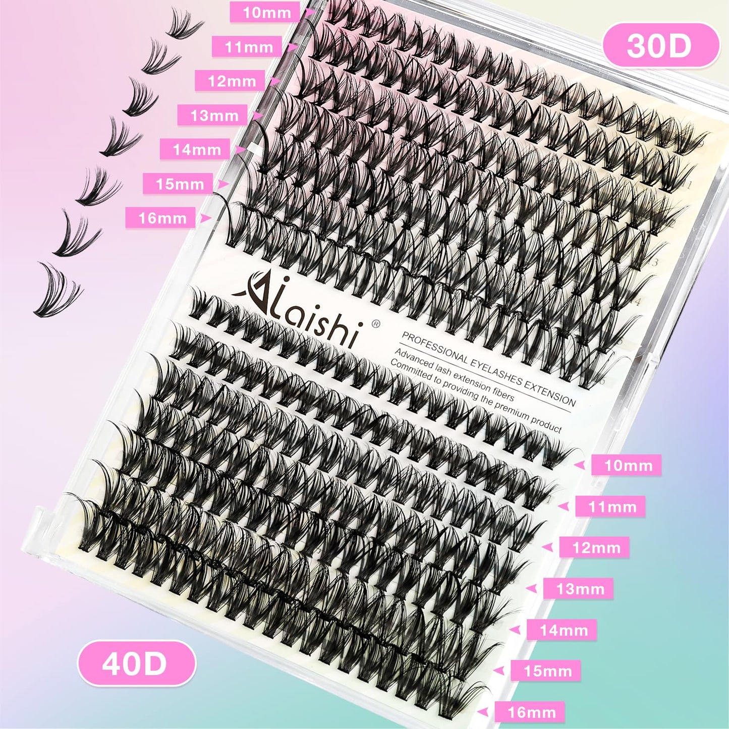 Lash Clusters Kit, DIY Cluster Eyelash Extensions 9‑16mm, 30D+40D, 280pcs, D Curl Natural Volume Lashes with Lash Bond and Seal, Tweezers-Waterproof Beauty and Personal Care AILAISHI