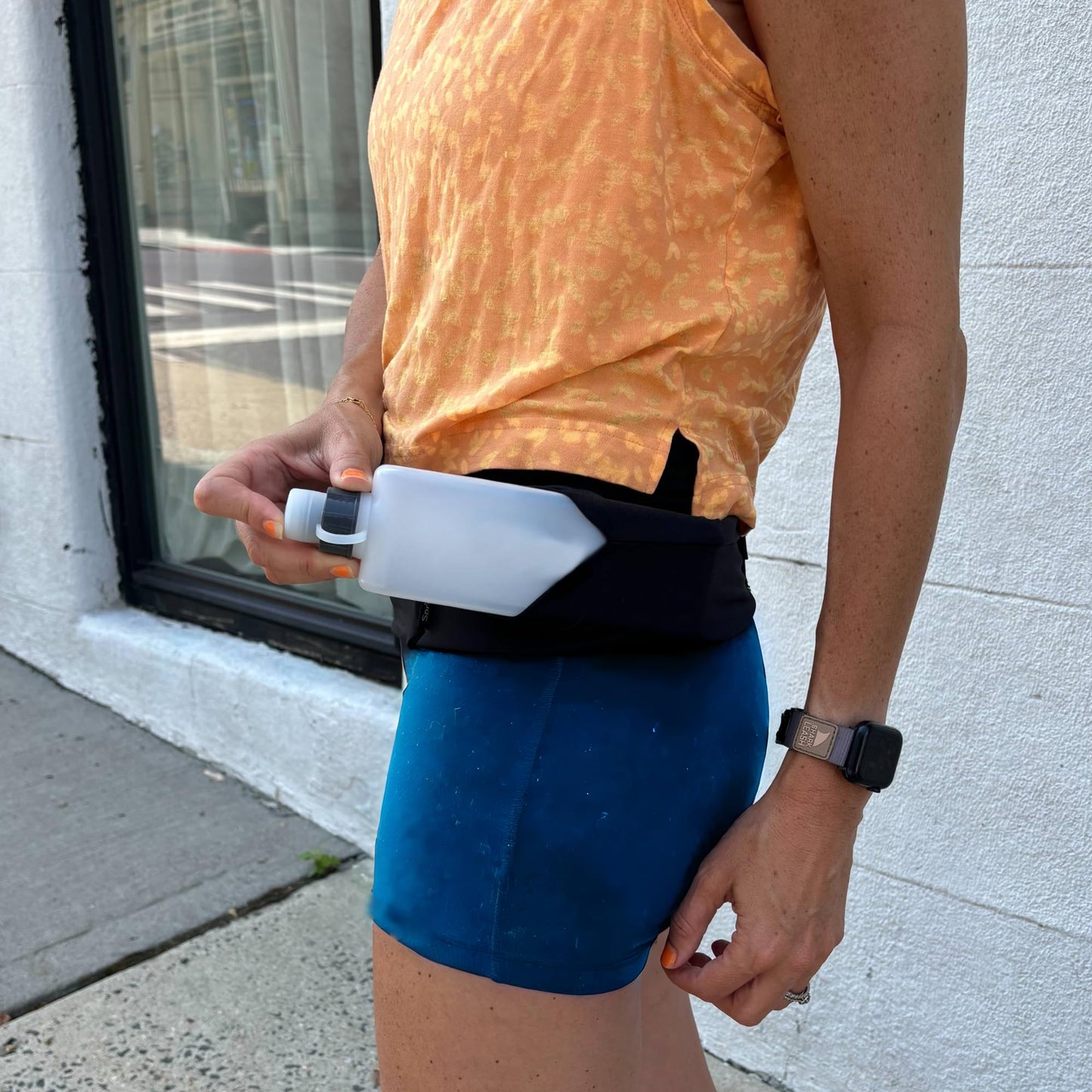 Sprigs Lets Go Curved Water Bottle for Running, 300 ml, Leak Proof Top, BPA Free, Fits 3 Pocket Belt (Black Let's Go, 300 ML)