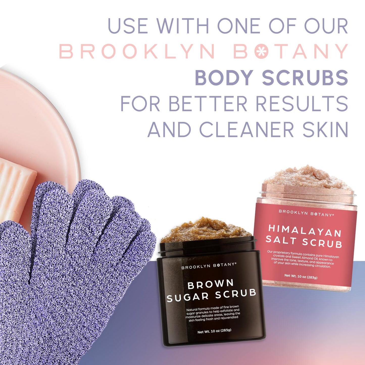 Brooklyn Botany Exfoliating Gloves for Bath and Shower - Heavy Duty Exfoliating Body Scrubber for Massage and Dead Skin Remover for Body - 1 Pair