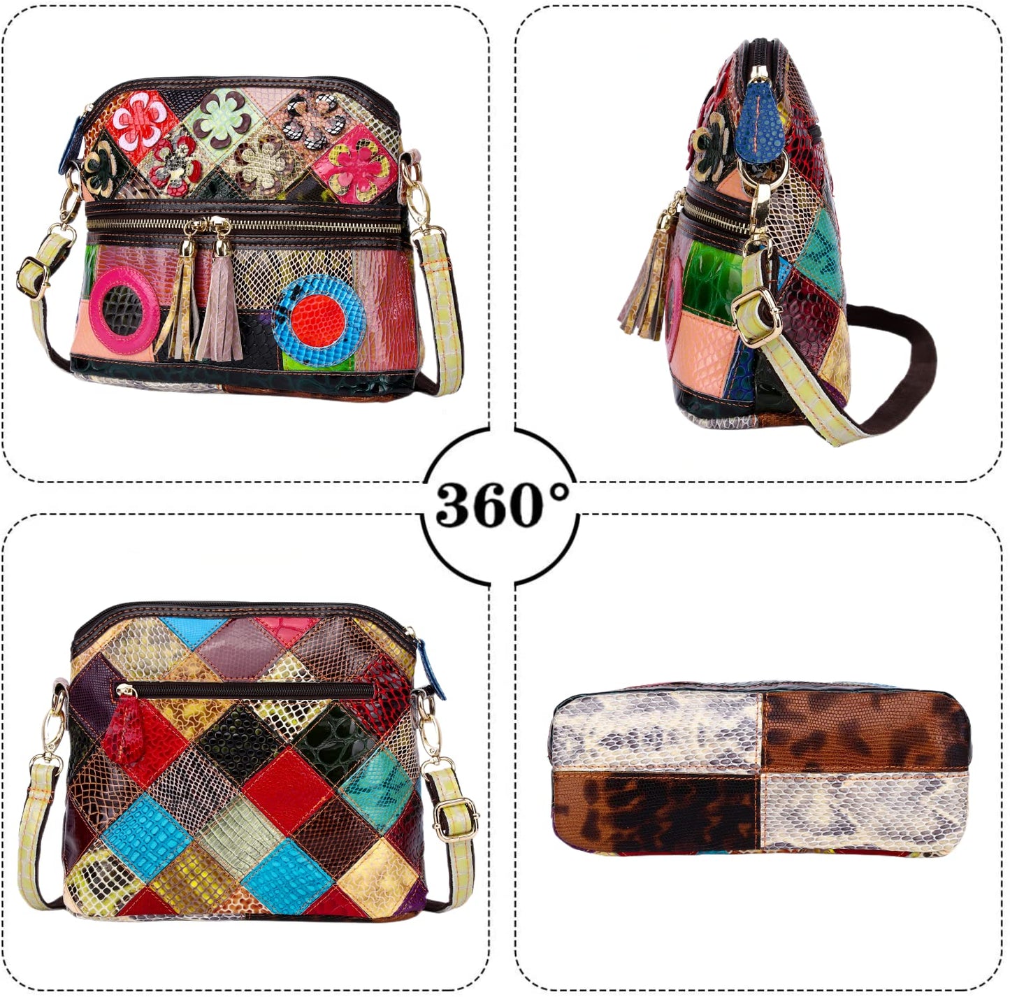Eysee Crossbody Bag Women Multicolor, Leather Handbag Colorful Purses (Multicolour 1)