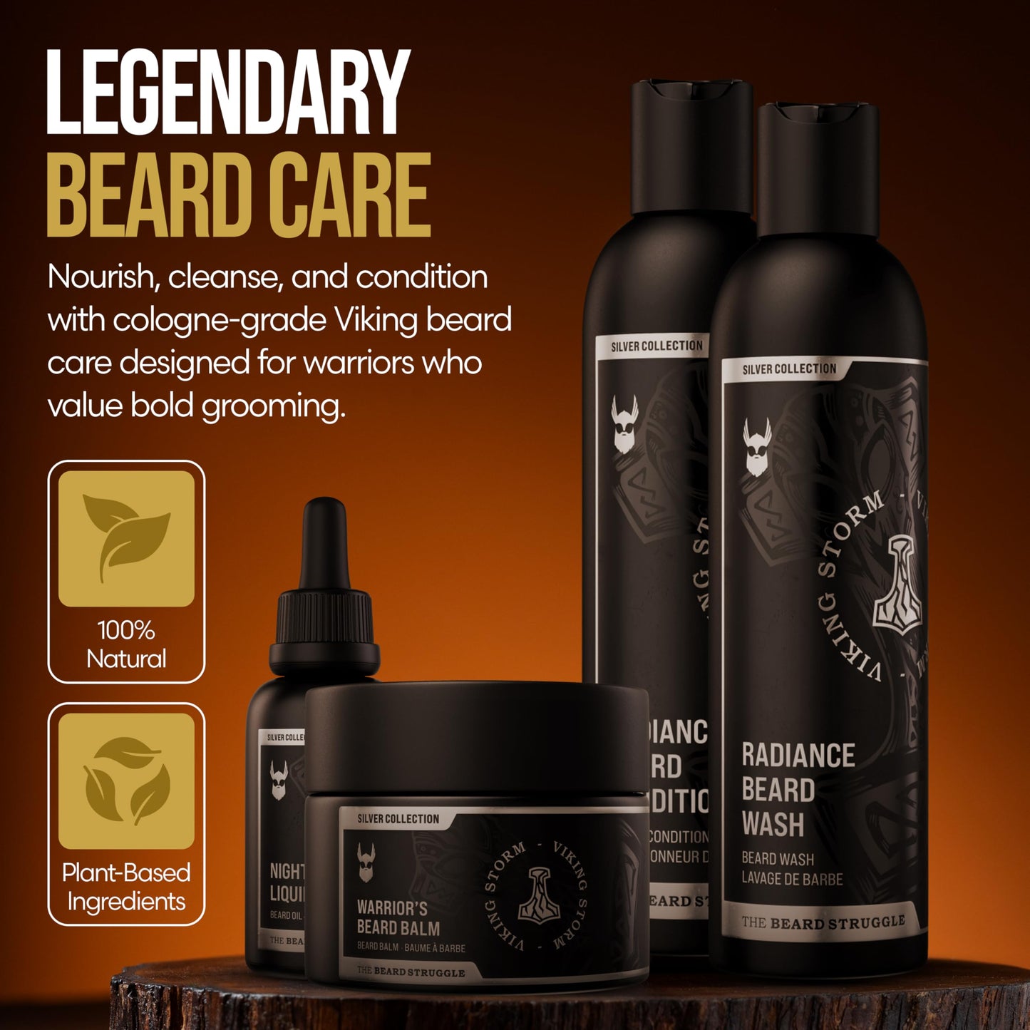 The Beard Struggle Beard Growth Kit for Men includes Beard Balm, Beard Oil, Beard Wash, & Beard Conditioner - Silver Collection - Viking Storm Beauty and Personal Care The Beard Struggle