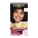L'Oreal Paris Excellence Crème Permanent Hair Dye, Triple Care Hair Color with Hyaluronic Acid for 100% Gray Coverage, 3 Natural Black, 1 Kit