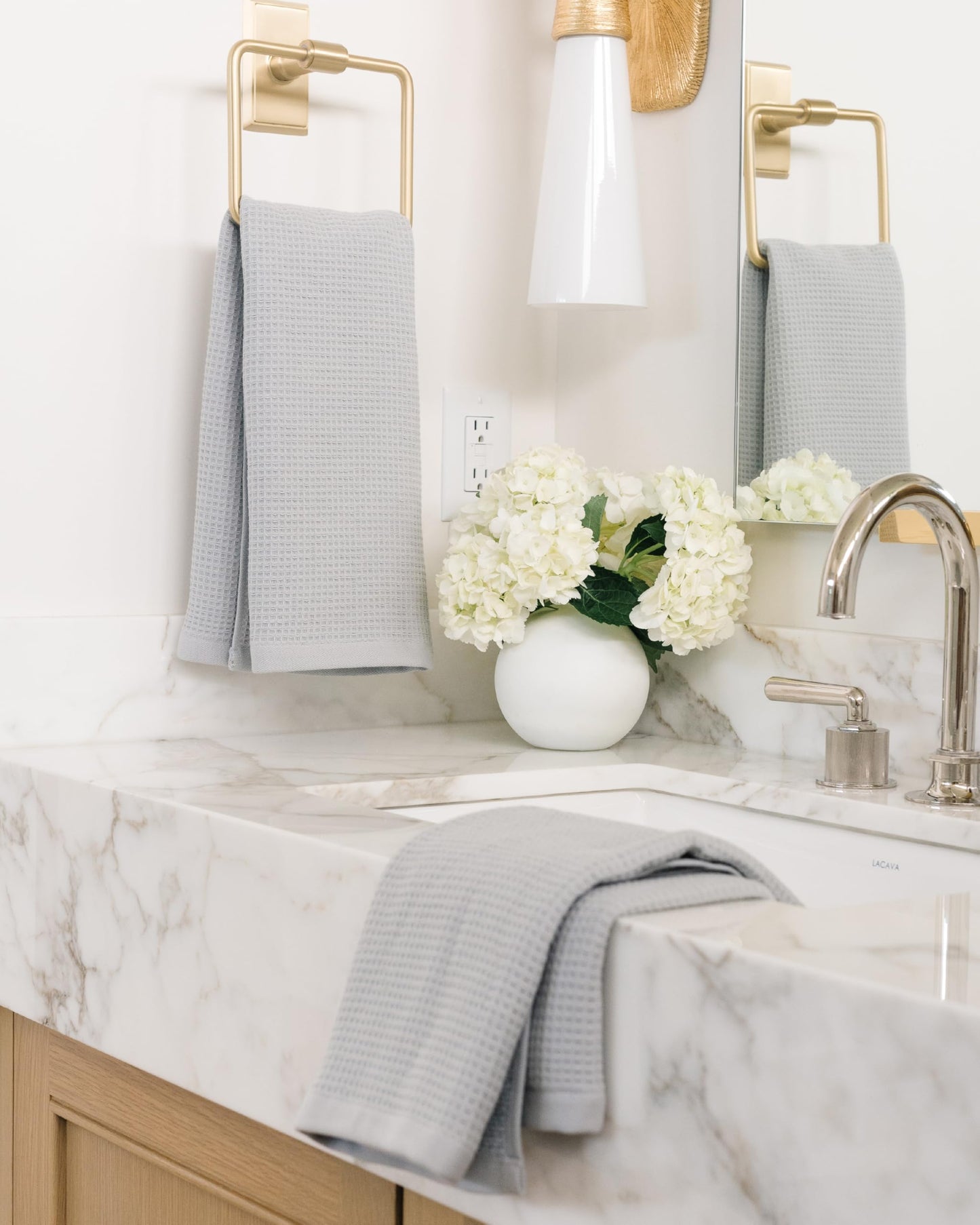 Cozy Earth Waffle Hand Towels - 60% Cotton 40% Viscose from Bamboo Hand Towels 20 x 30 Inches - Soft & Absorbent Terry, Reversible Mini Textured…