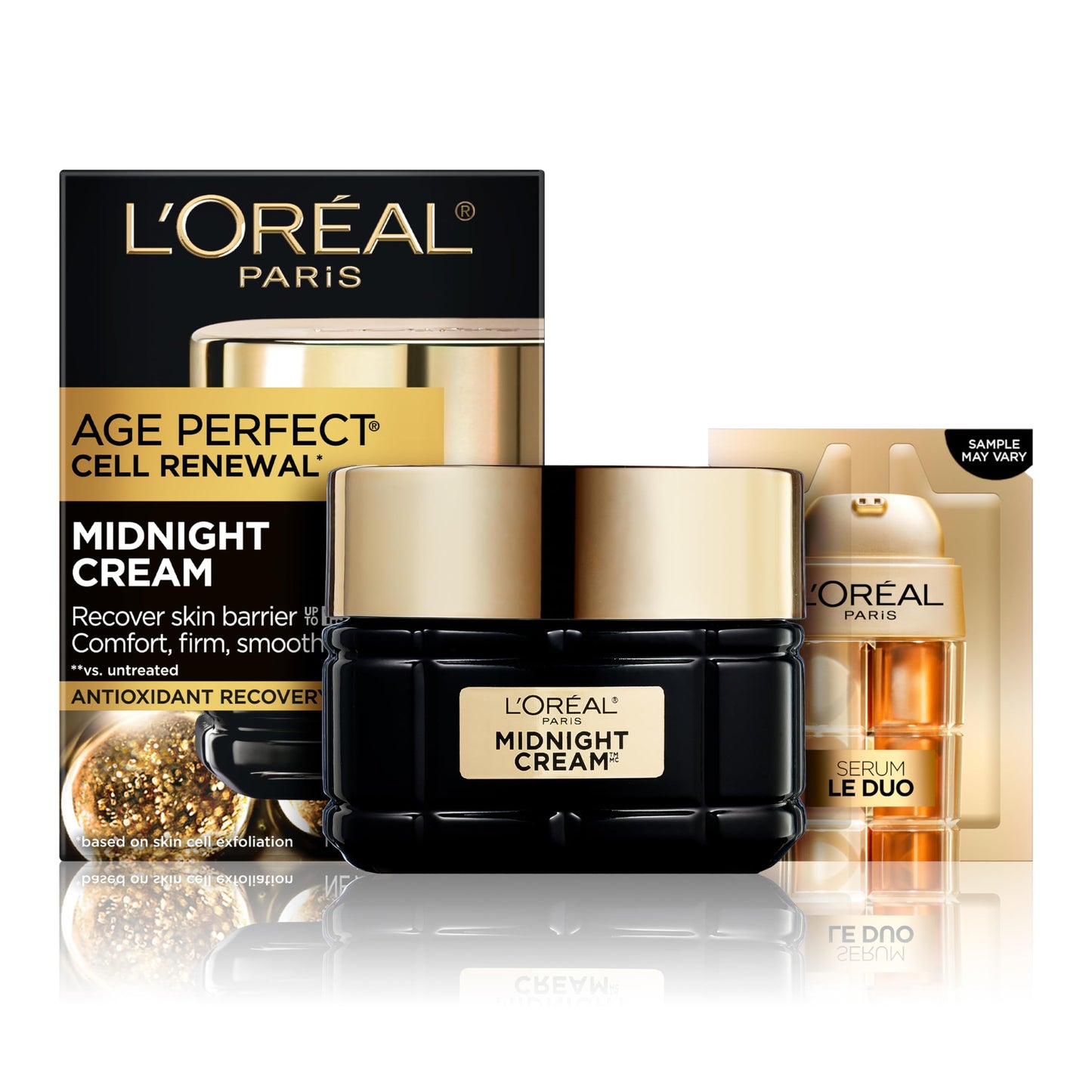 L'Oreal Paris Age Perfect Anti-Aging Midnight Cream, Face Moisturizer with Shea Butter to Reduce Wrinkles and Firm Skin, 1.7oz + Serum Sample Beauty and Personal Care L'Oreal Paris