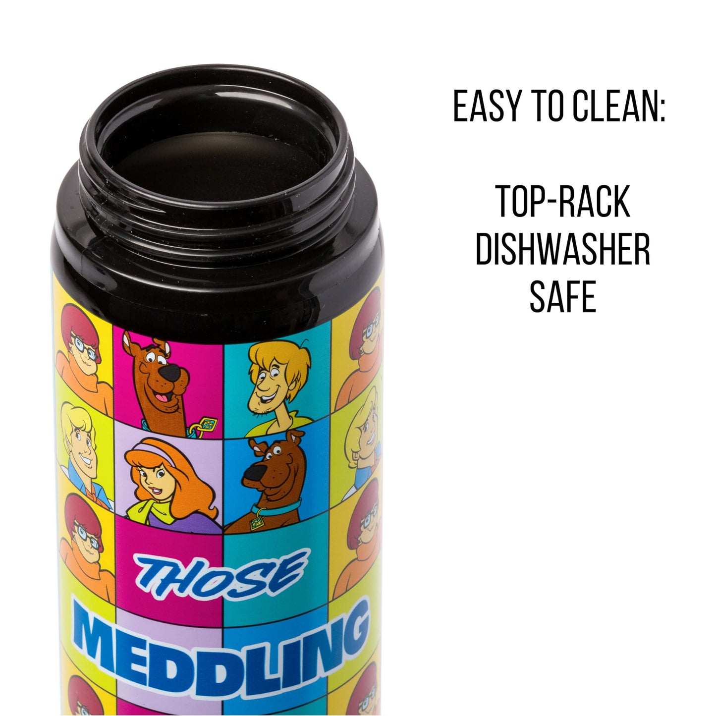 Silver Buffalo Scooby-Doo “Those Meddling Kids!” Stainless Steel Water Bottle Featuring Scooby-Doo, Fred, Velma, Shaggy, and Daphne, 25 Ounces