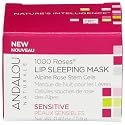 Andalou Naturals Mask 1000 ROSES, Overnight Sleeping Mask for Dry, Chapped Lips, Plumping, Hydrating & Soothing Balm with Alpine Rose Stem Cells