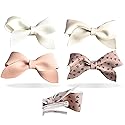 California Tot Girl's Mixed Bow Clips Fully Lined Strong Grip Non Slip for Fine Hair (Mia Set of 4)
