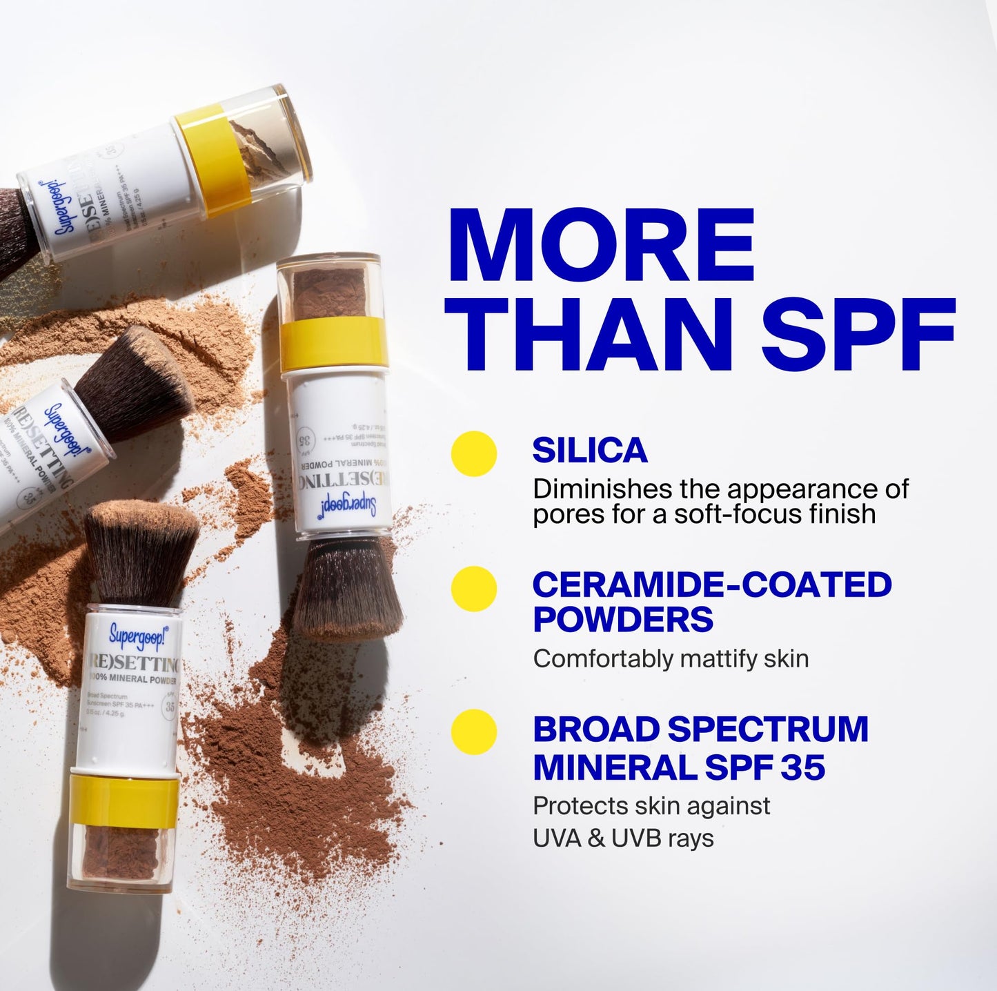 Supergoop! (Re)setting 100% Mineral Powder For Makeup, Translucent - 0.15 oz - Broad Spectrum SPF 35 PA+++ Sunscreen - With Ceramides, Olive