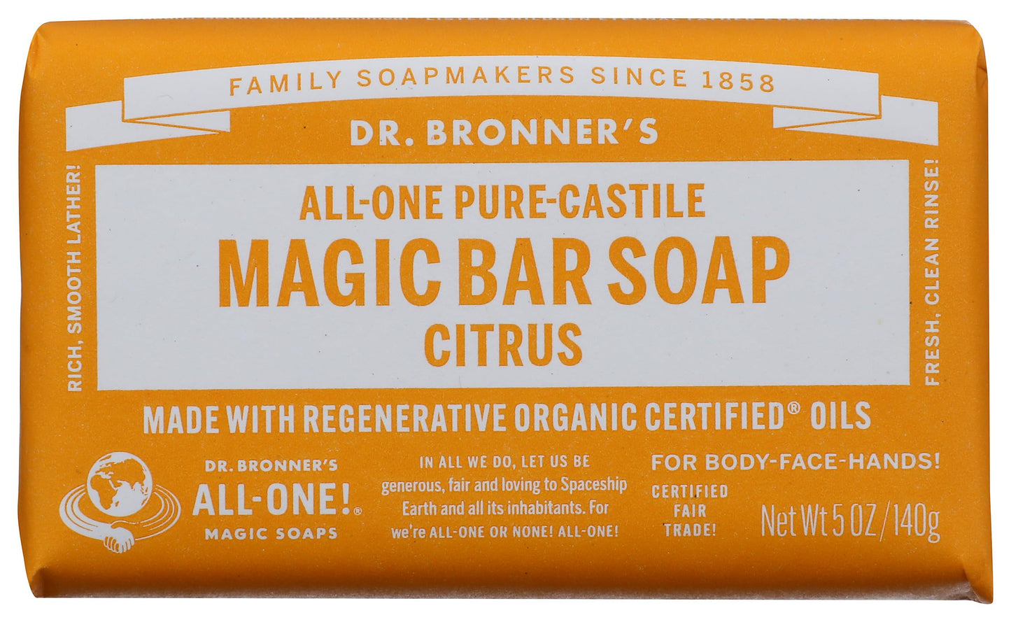 Dr. Bronners Citrus Castile Bar Soap, 5 OZ
