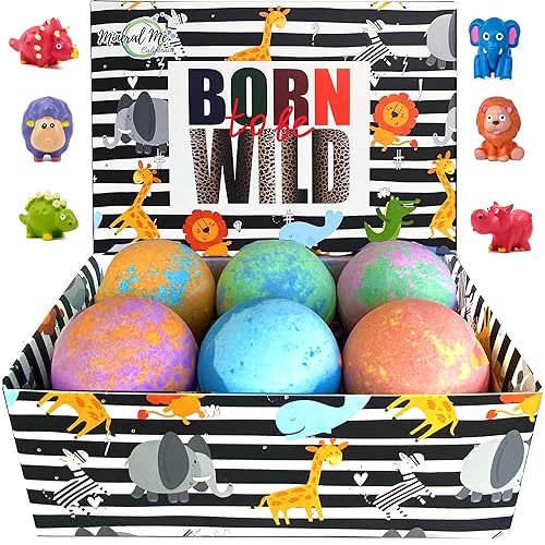 Bath Bombs for Kids with Surprise Inside - Organic Bath Fizzies with Toys Inside. All Natural, Gentle, and Kids Safe, Rainbow Spa Bath Fizz Balls…