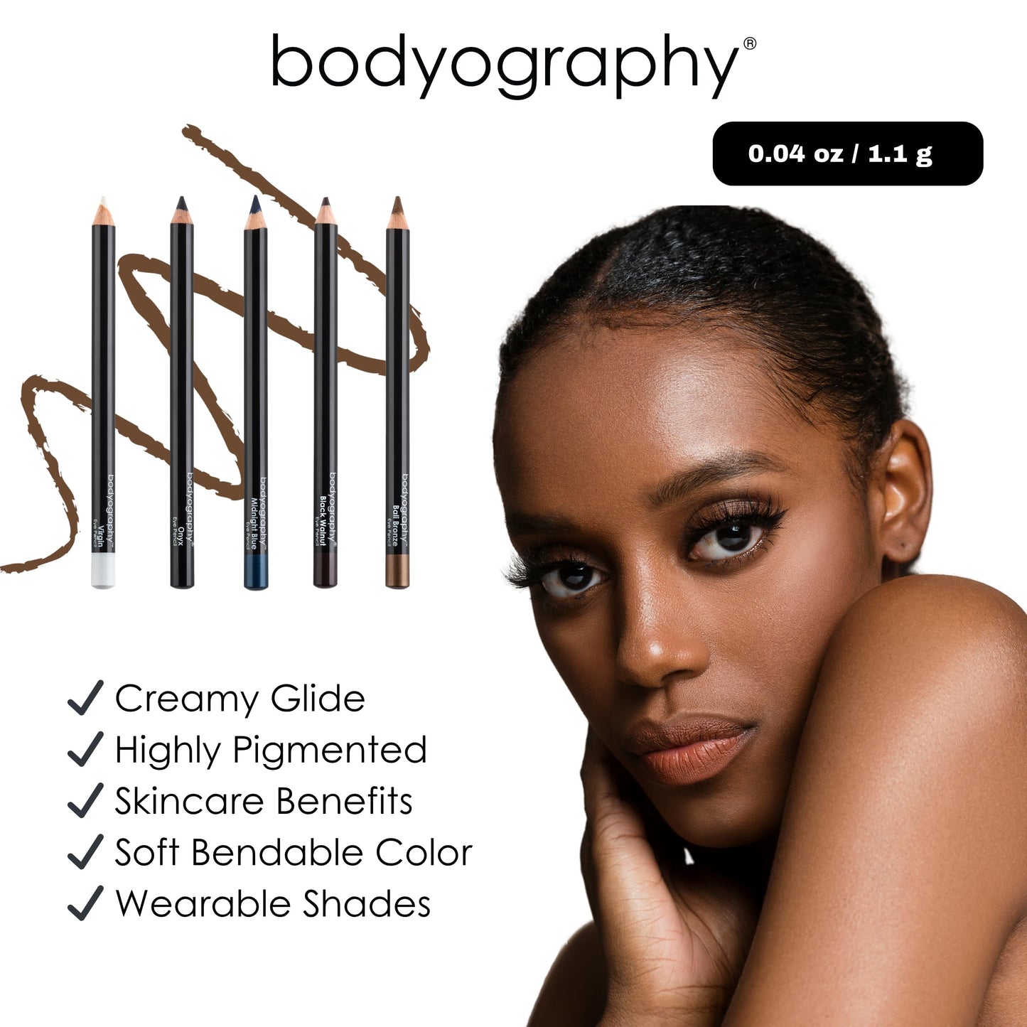Bodyography Cream Eye Pencil, Virgin - White Wooden Eyeliner for Eyes & Eyebrows, Long-Lasting Cruelty-Free Coconut Oil Cosmetic Liner