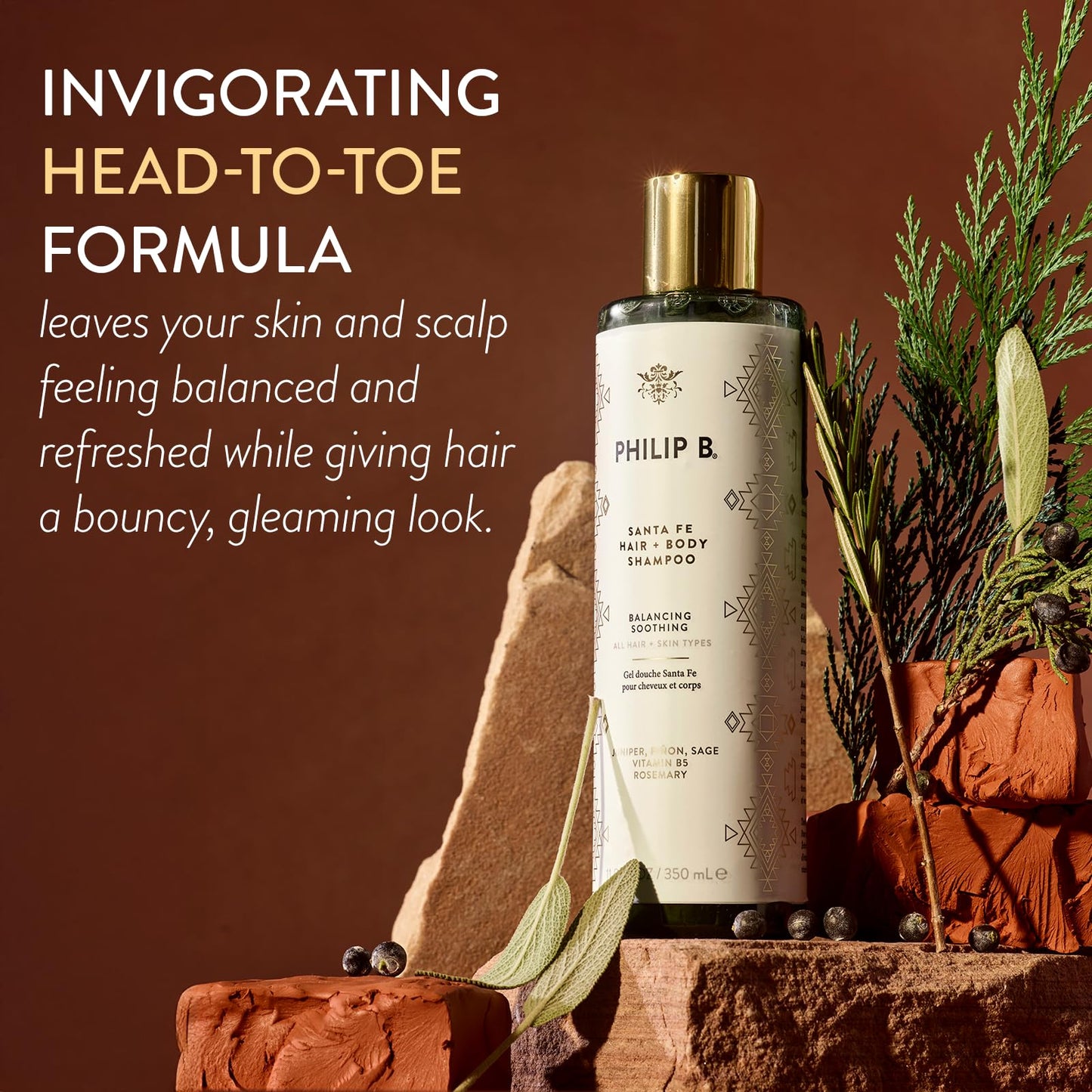 PHILIP B Santa Fe Hair and Body Shampoo (11.8 Fl Oz) - Gentle Cleanser, Hydrates and Softens with Shea Butter & Vitamin B5